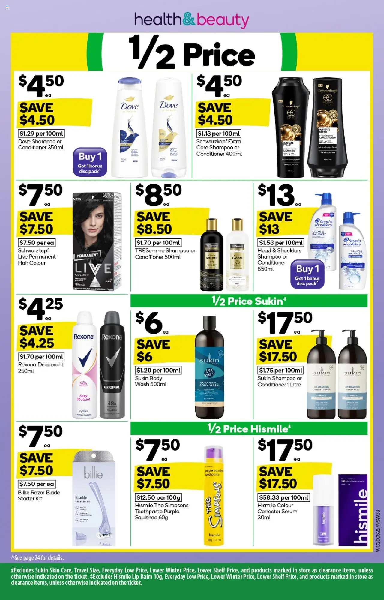 Woolworths catalogue - valid from 20.08.2025 | Page: 33 | Products: Shampoo, Hair colour, Toothpaste, Razor