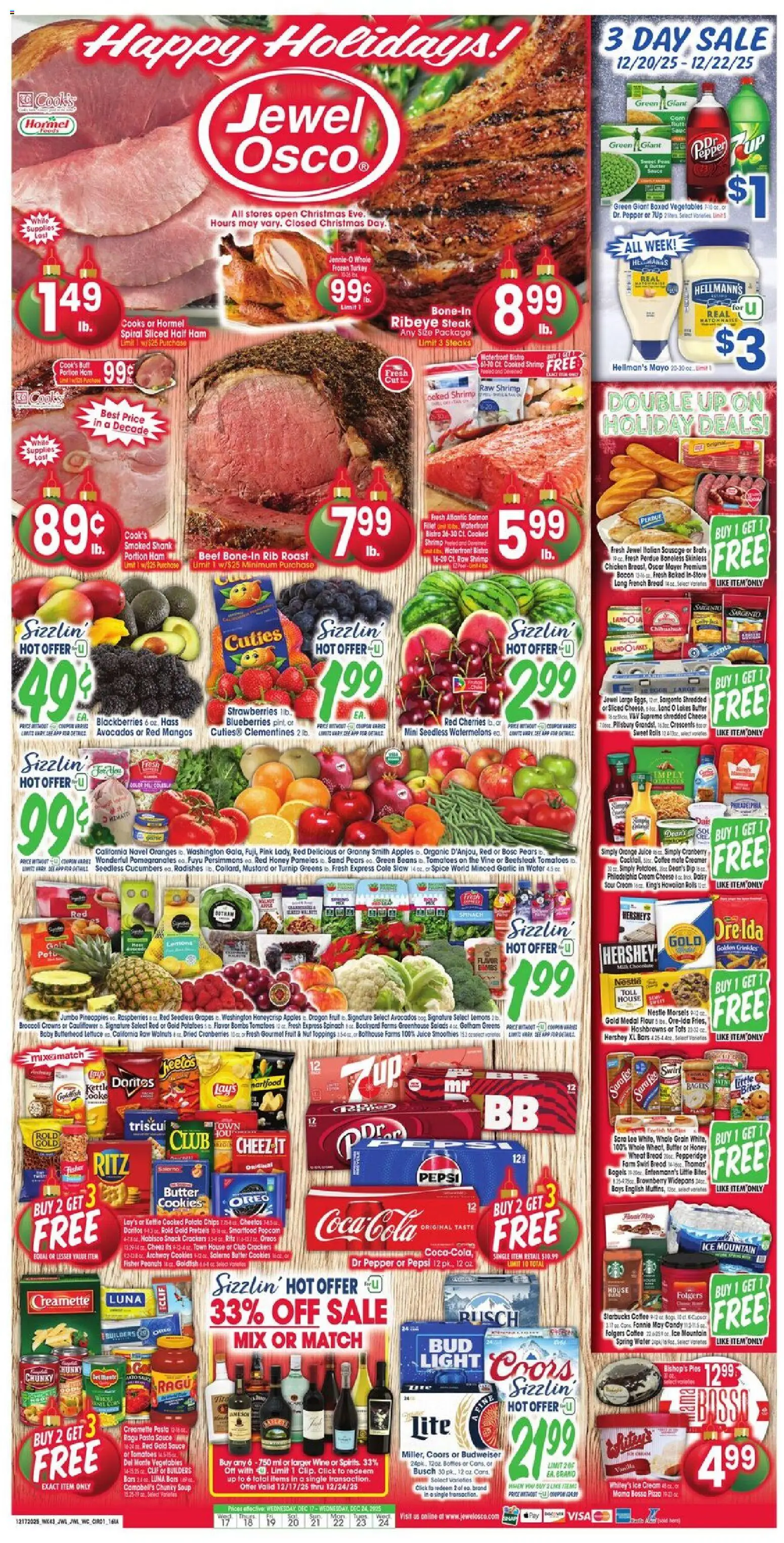 Jewel Osco Weekly Ad - IA - valid from 17.12.2025 | Page: 1 | Products: Cherries, Cream, Pepper, Cauliflower
