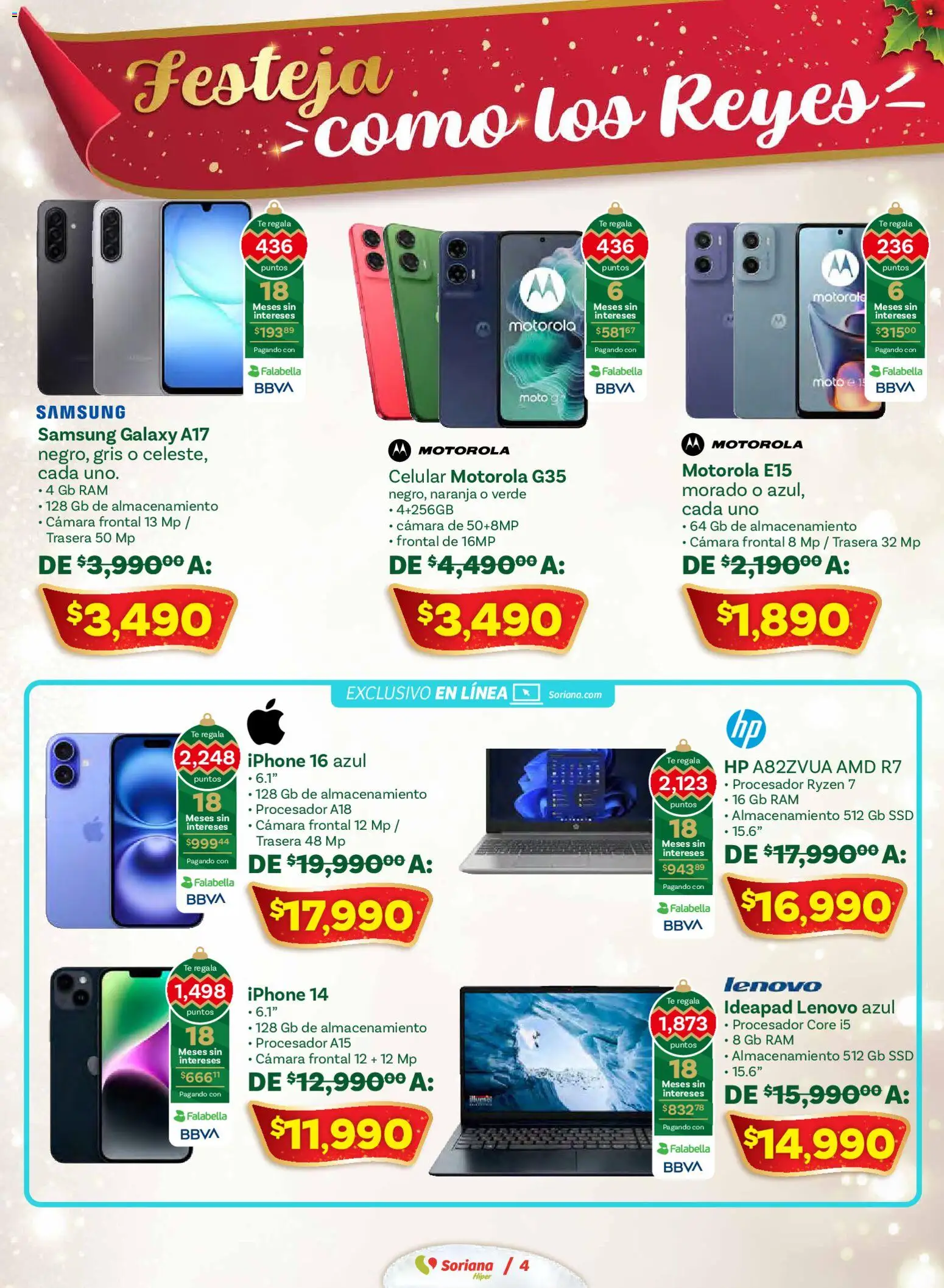 Nuevas ofertas de Soriana válidas en toda la República Mexicana desde el 02.01.2026. ¡Encuentra las mejores ofertas en Soriana - Festeja como los Reyes Híper Nacional! | Página: 4 | Productos: Cámara, Té