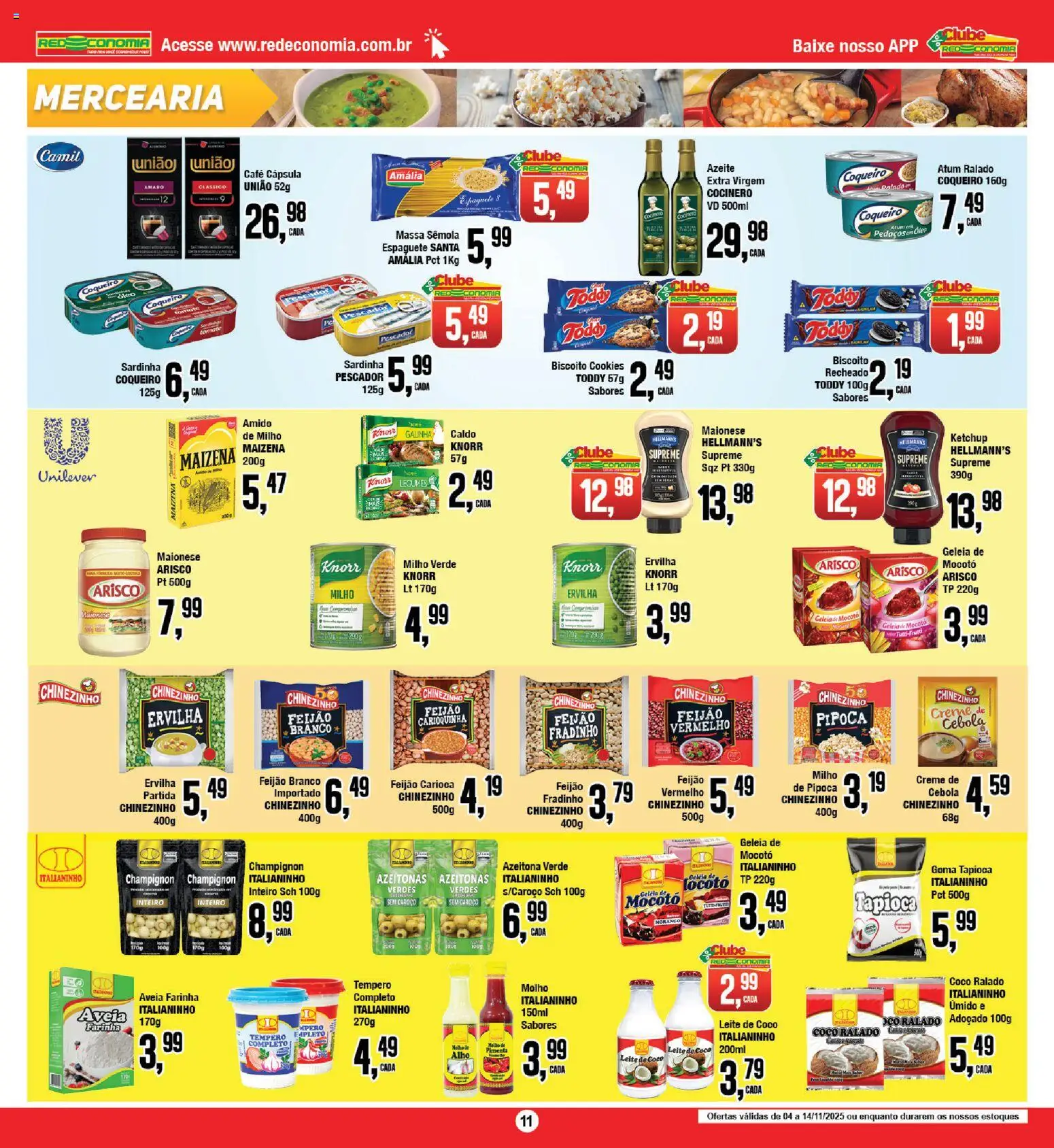 RedEconomia Folheto - válido de 04.11.2025 | Página: 11 | Produtos: Café, Massa, Creme, Maionese