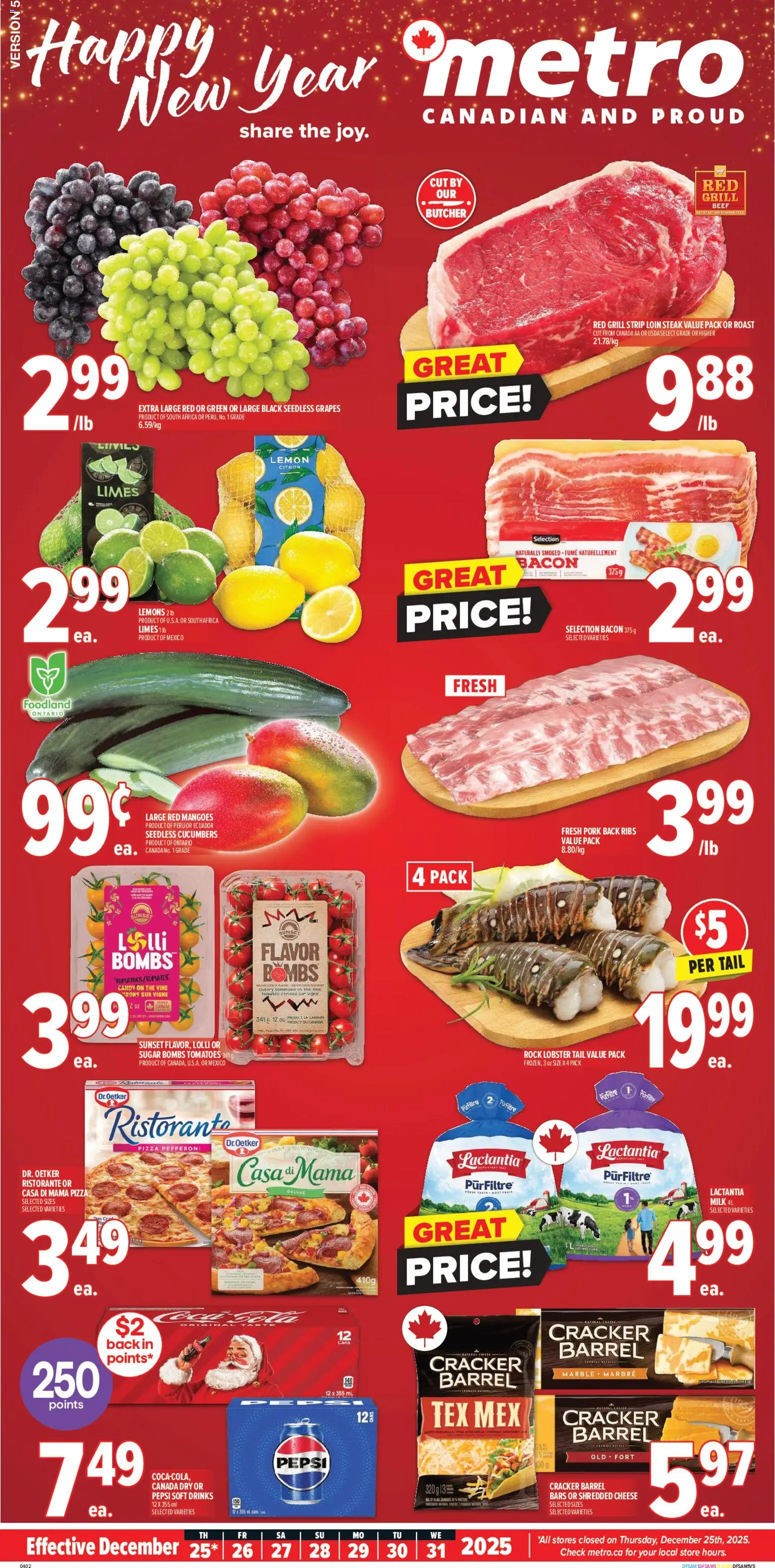 Metro flyer valid from 25.12.2025 | Page: 1 | Products: Cucumbers, Milk, Cheese, Pork