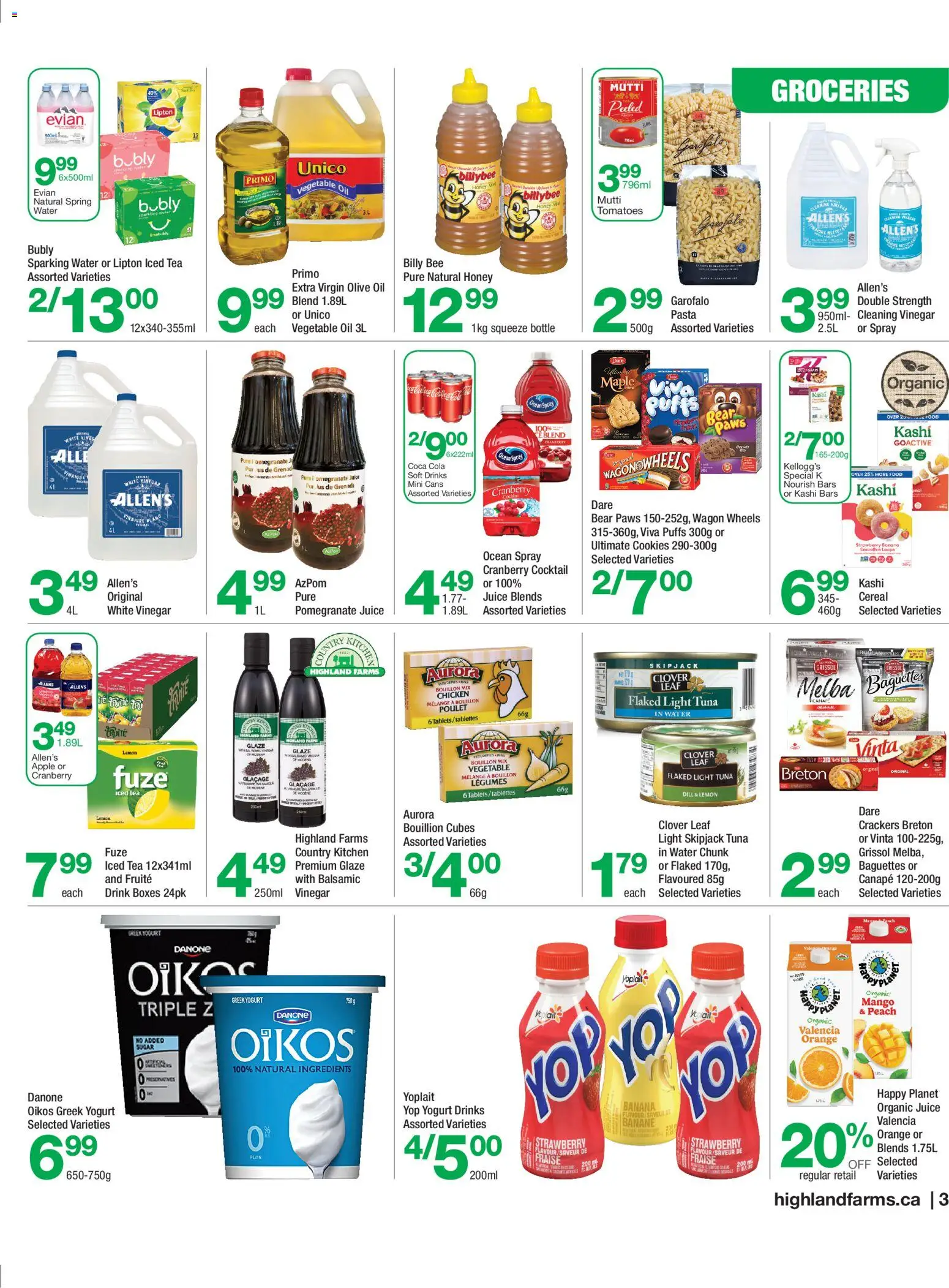 Highland Farms flyer valid from 27.11.2025 | Page: 3 | Products: Tea, Yogurt, Juice, Tomatoes