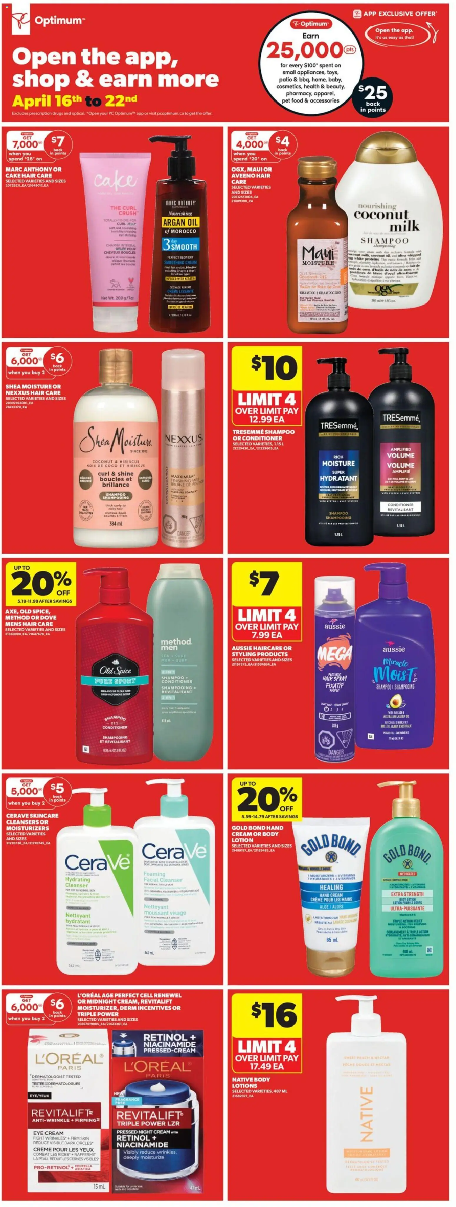 Real Canadian Superstore flyer valid from 16.04.2026 | Page: 28 | Products: PC, Conditioner, Body lotion, Milk