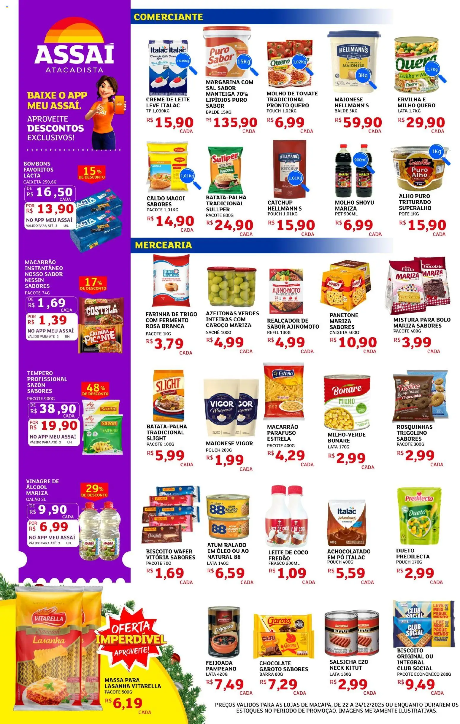 Assaí Atacadista Folheto - válido de 22.12.2025 | Página: 2 | Produtos: Salsicha, Lasanha, Macarrão instantâneo, Creme de leite