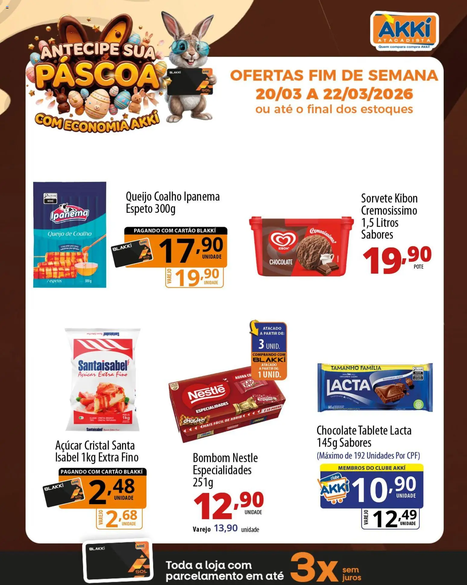 Akki Atacadista Folheto - válido de 20.03.2026 | Página: 2 | Produtos: Queijo, Queijo coalho, Sorvete, Açúcar