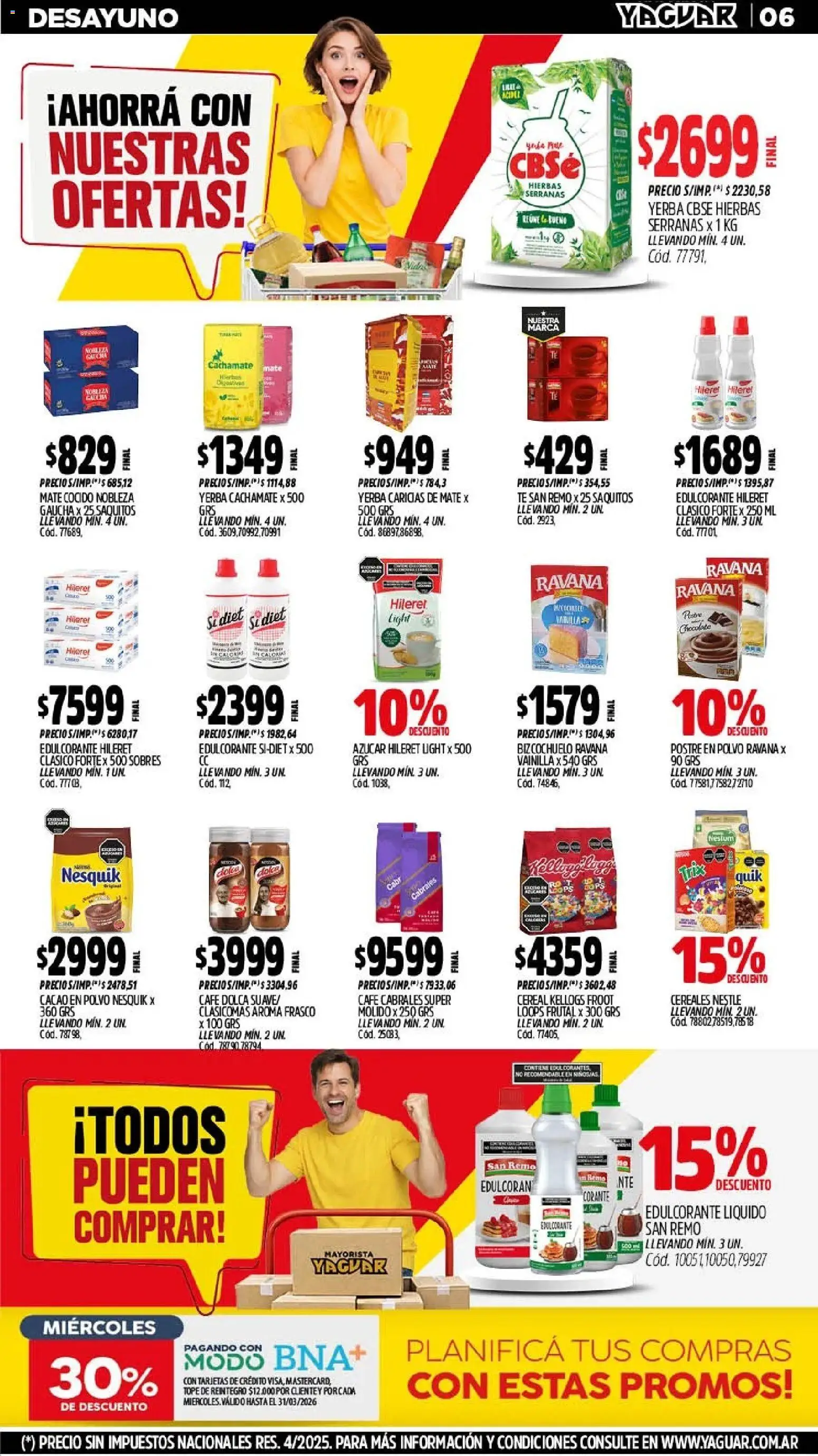Yaguar catálogo │ válido desde el 02.03.2026 | Página: 6 | Productos: Polvo, Edulcorante, Frasco, Mate cocido