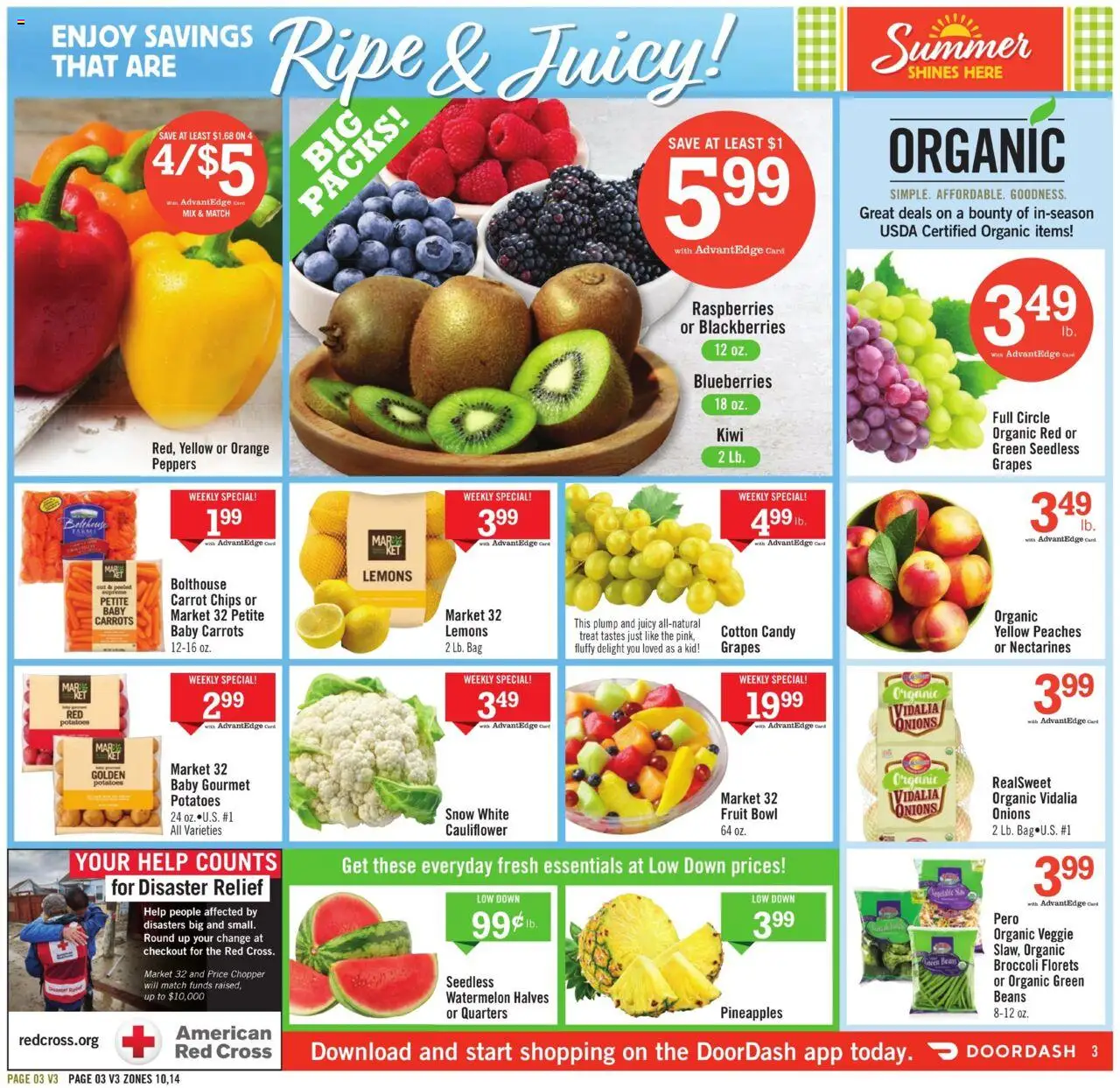 Price Chopper Weekly Ad - valid from 10.08.2025 | Page: 3 | Products: Peppers, Chips, Carrot, Cauliflower