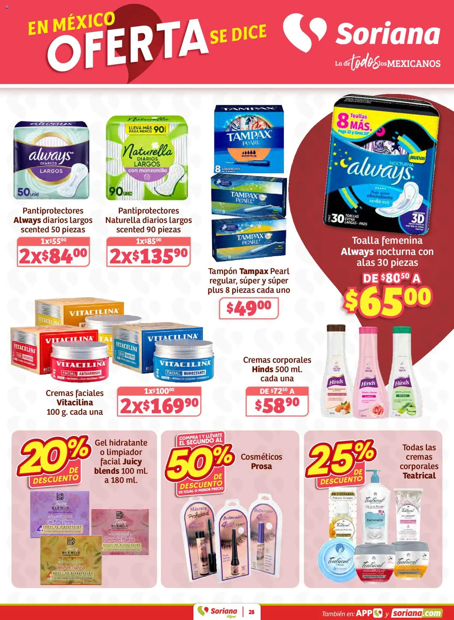 Nuevas ofertas de Soriana válidas en toda la República Mexicana desde el 02.01.2026. ¡Encuentra las mejores ofertas en Soriana - Preciazazaso Híper: Edo Mex, Gro, Hgo, Mor, Pue, Qto, Tlax, Ver! | Página: 28 | Productos: Limpiador, Toalla, Toallas, Delineador
