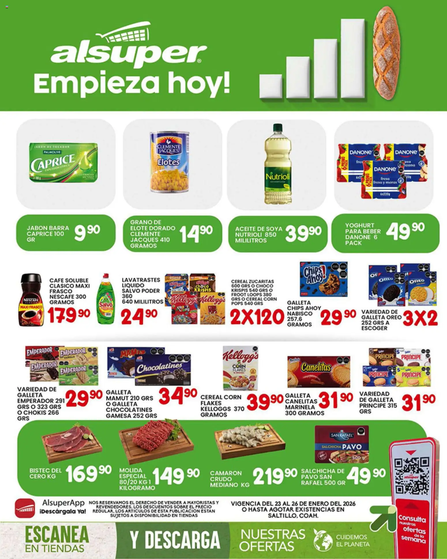 Nuevas ofertas de Alsuper válidas en toda la República Mexicana desde el 23.01.2026. ¡Encuentra las mejores ofertas en Alsuper folleto Saltillo! | Página: 1 | Productos: Fresa, Lavavajillas, Sobre, Jabón