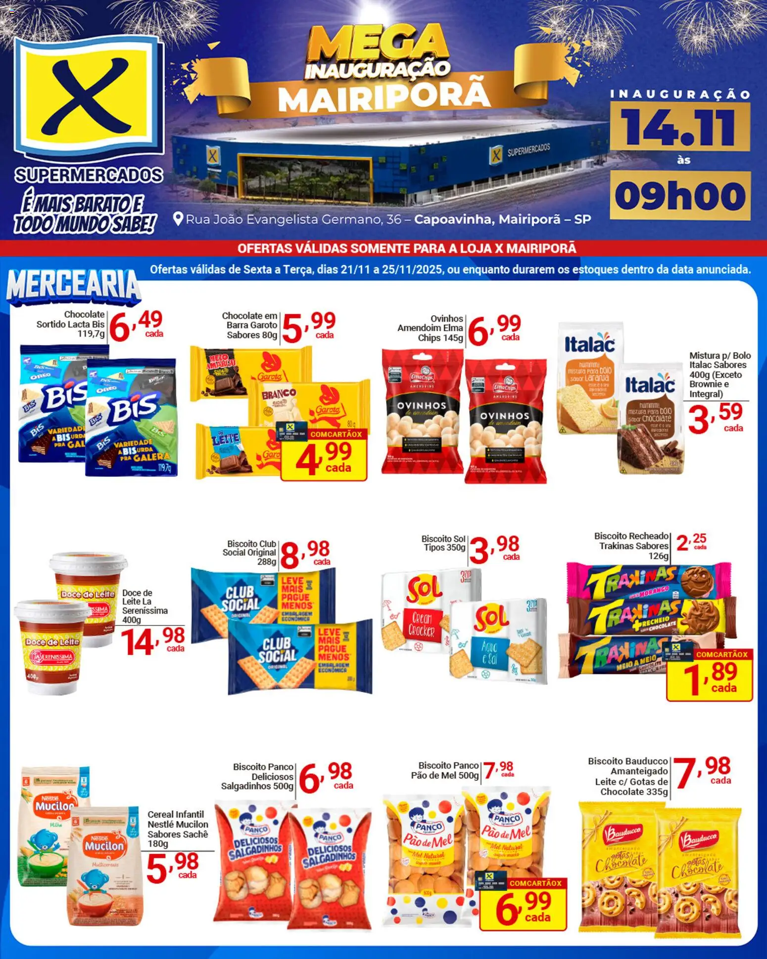 X Supermercados Folheto - válido de 21.11.2025 | Página: 2 | Produtos: Chocolate, Bolo, Doce de leite, Mistura para bolo