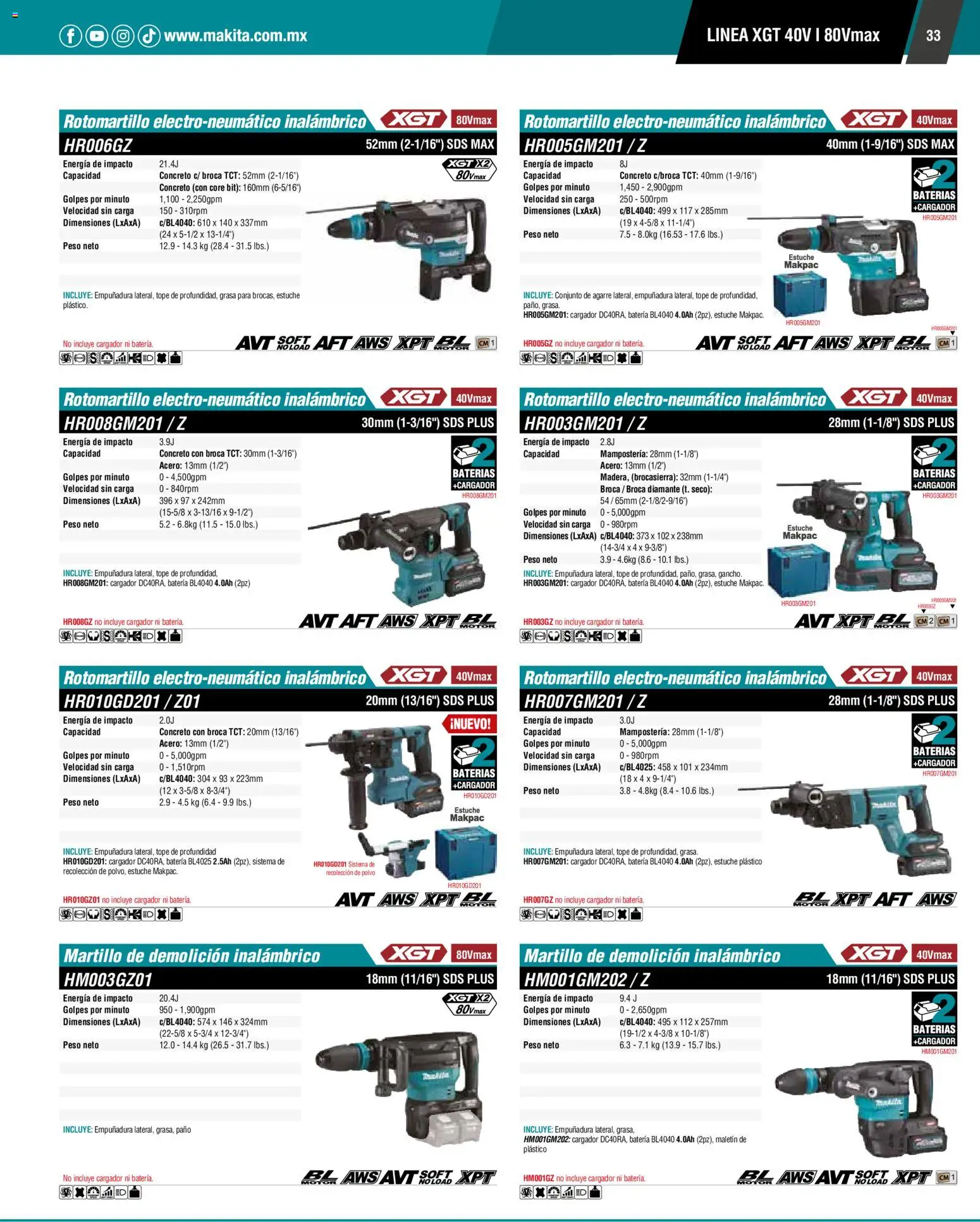 Nuevas ofertas de Makita válidas en toda la República Mexicana desde el 01.01.2024. ¡Encuentra las mejores ofertas en Makita catálogo General! | Página: 33 | Productos: Estuche, Cargador, Rotomartillo, Batería