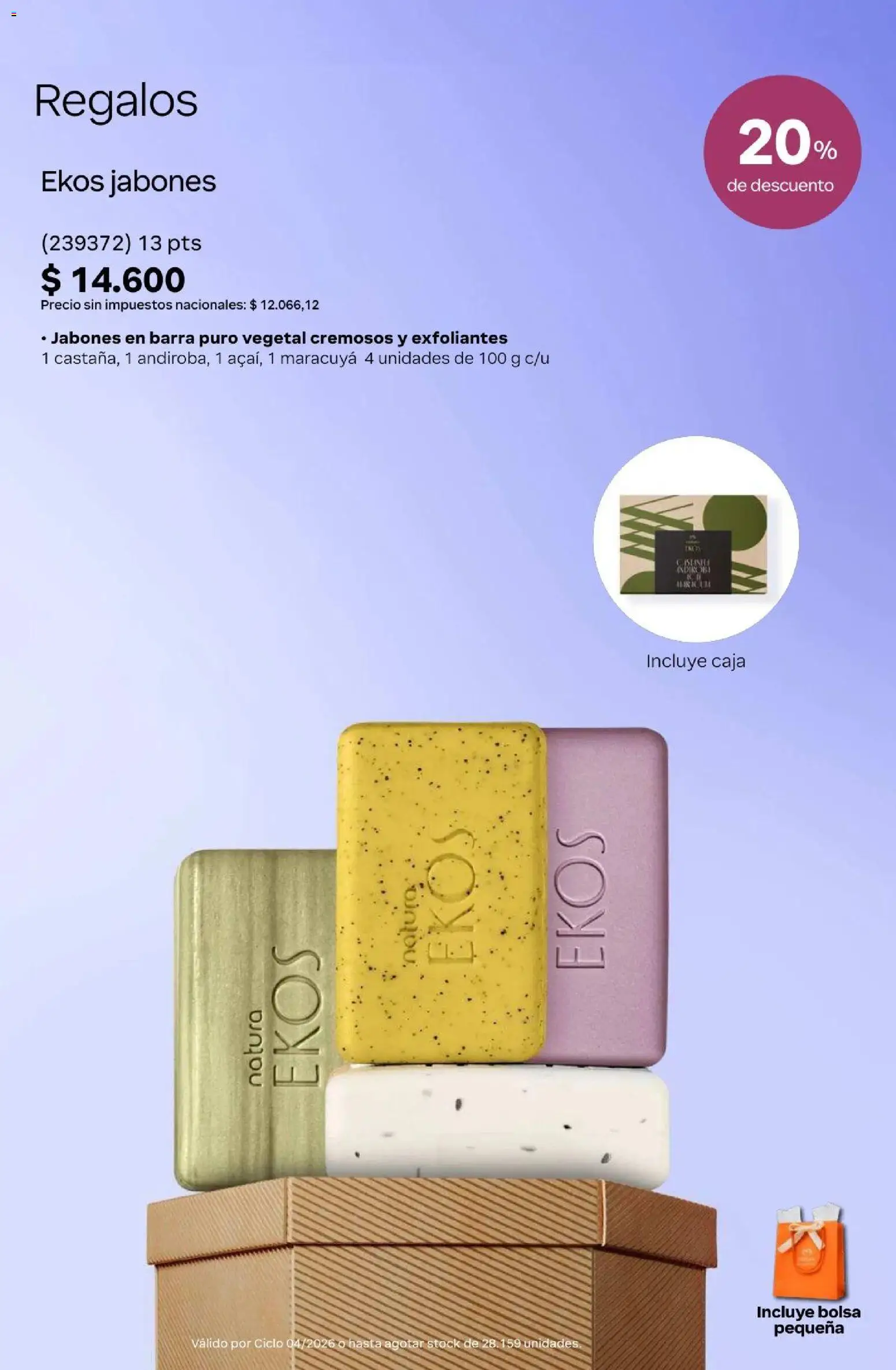 Natura Catálogo Ciclo 4/2026 │ válido desde el 01.04.2026 | Página: 22 | Productos: Bolsa, Caja