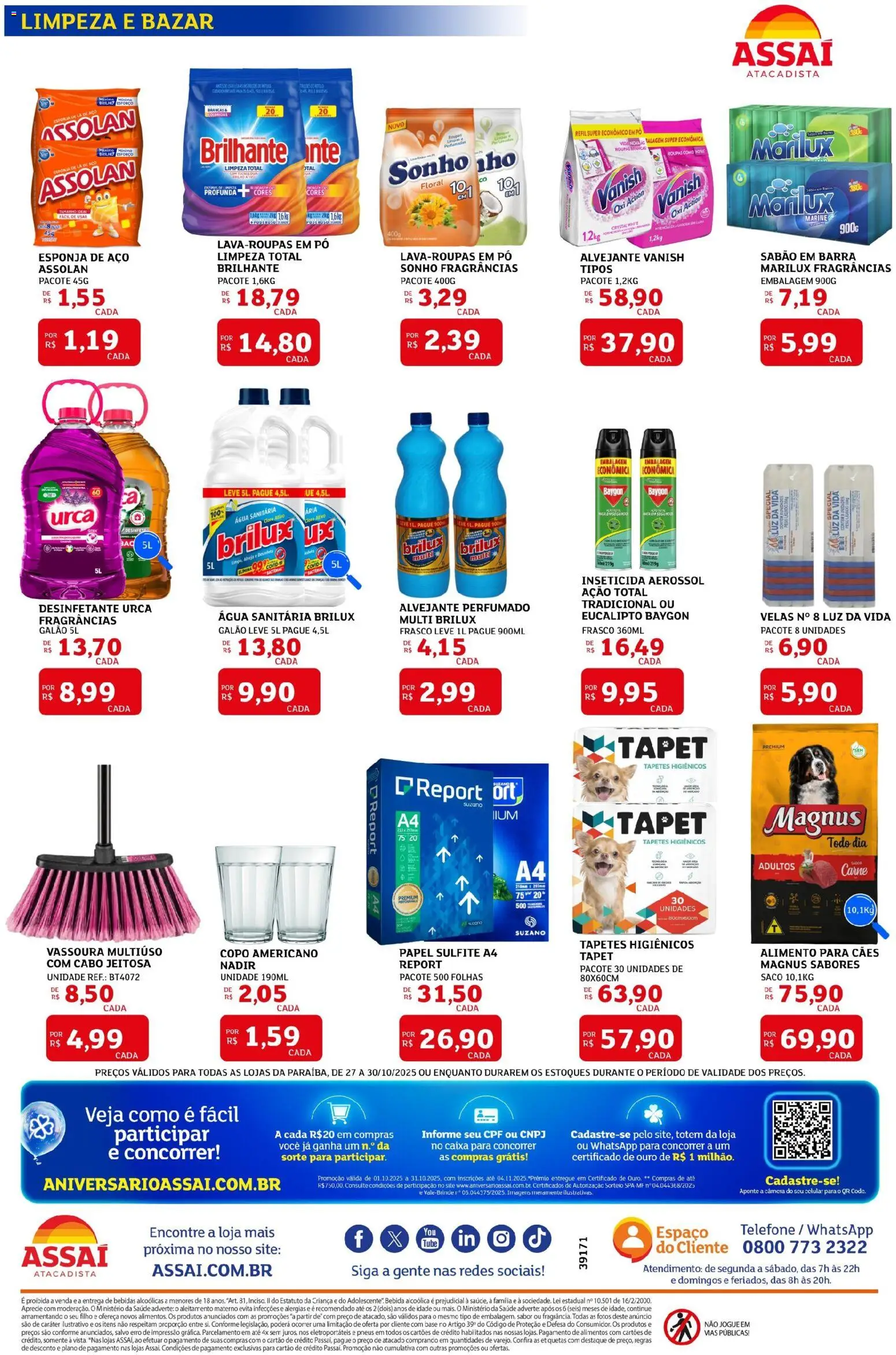 Assaí Atacadista Folheto - válido de 27.10.2025 | Página: 8 | Produtos: Velas, Caixa, Telefone, Desinfetante