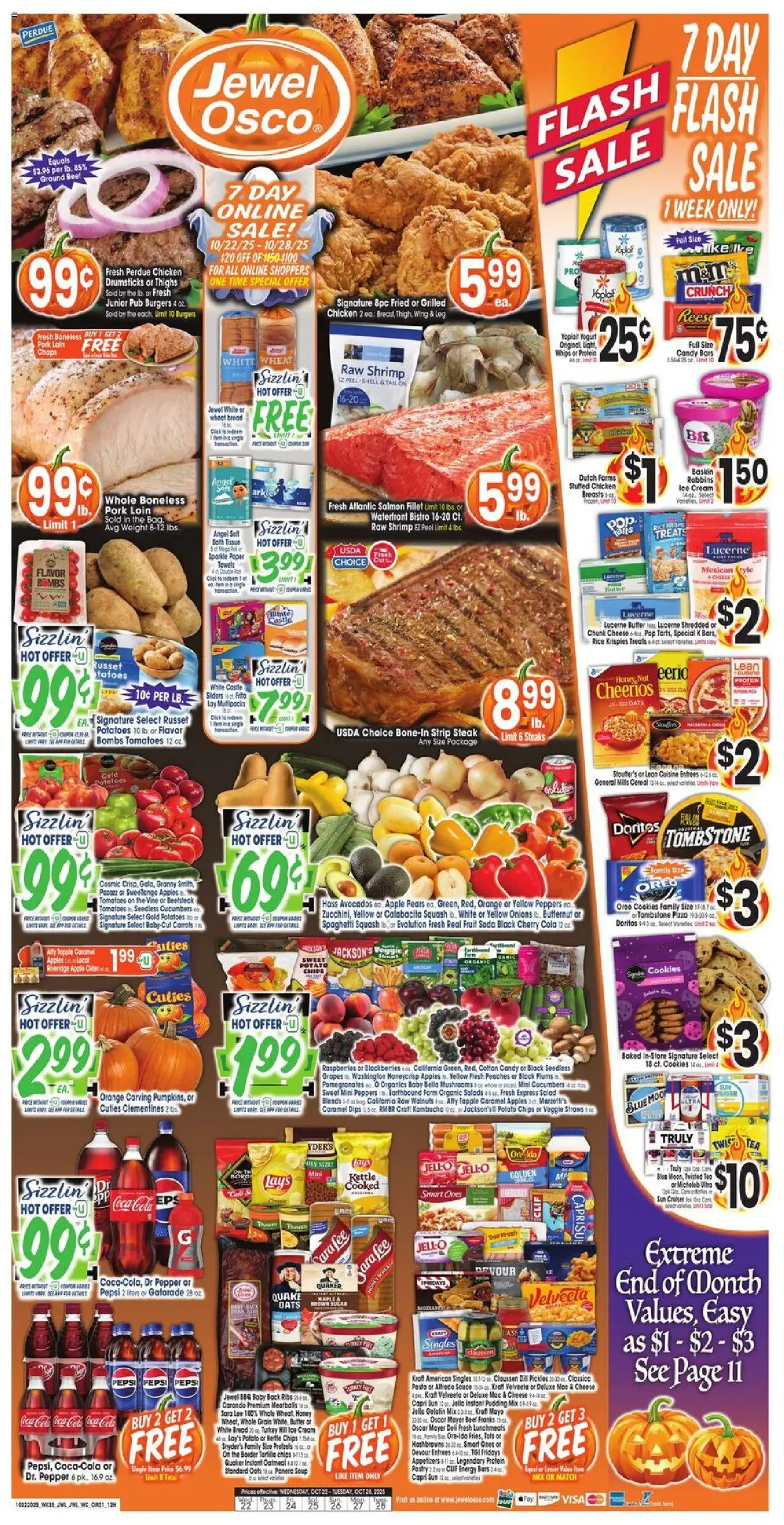 Jewel Osco Weekly Ad - valid from 22.10.2025 | Page: 1 | Products: Pork, Beef, Dill, Weight