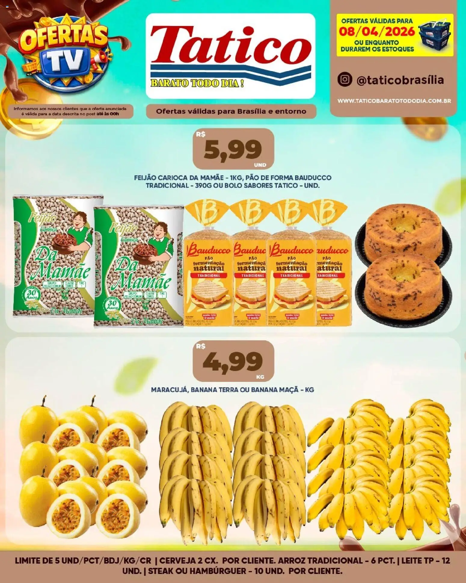Tatico Folheto - válido de 08.04.2026 | Página: 6 | Produtos: Feijão, Leite, Arroz, Bolo