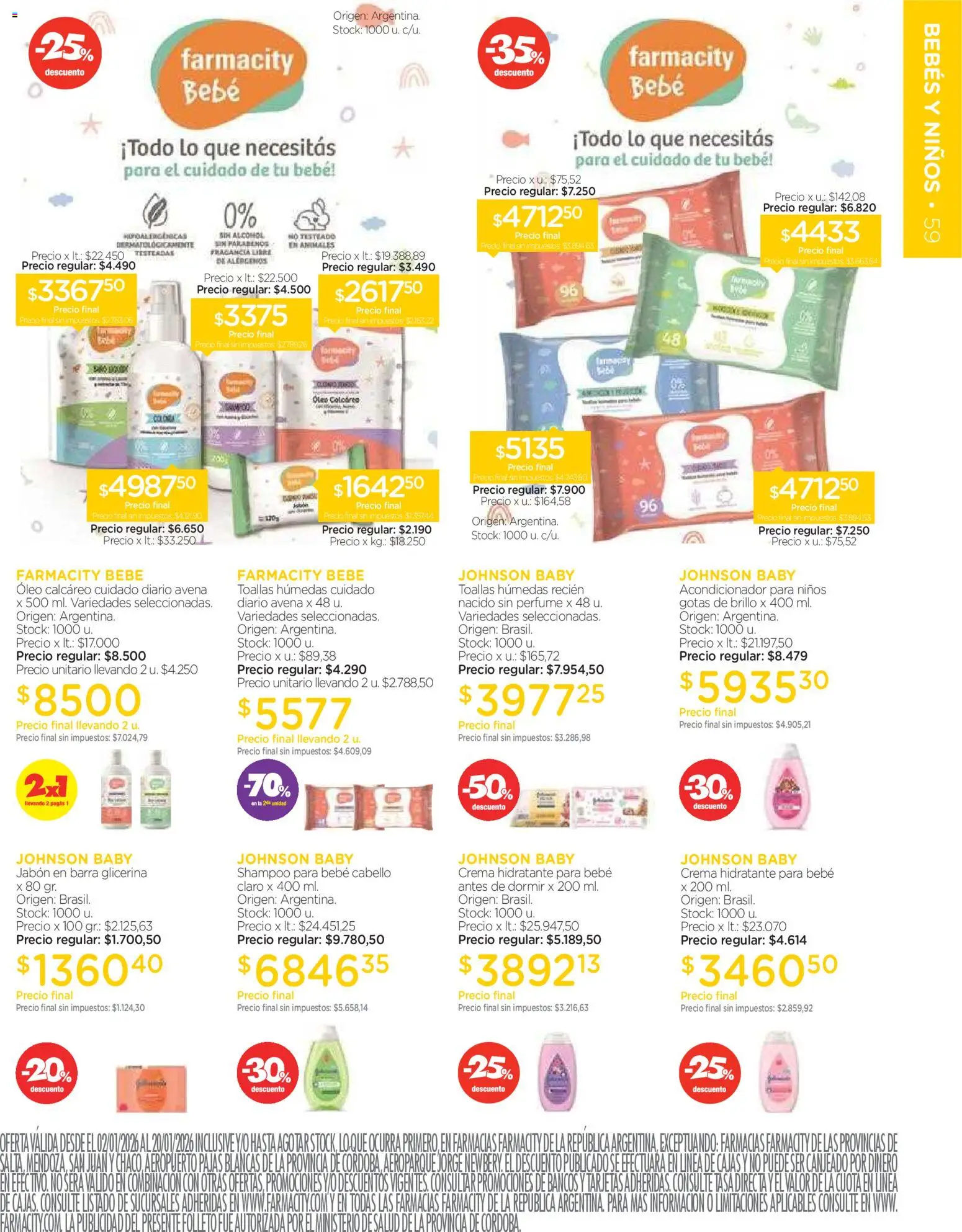 Farmacity catálogo │ válido desde el 02.01.2026 | Página: 59 | Productos: Toallas, Perfume, Acondicionador, Crema