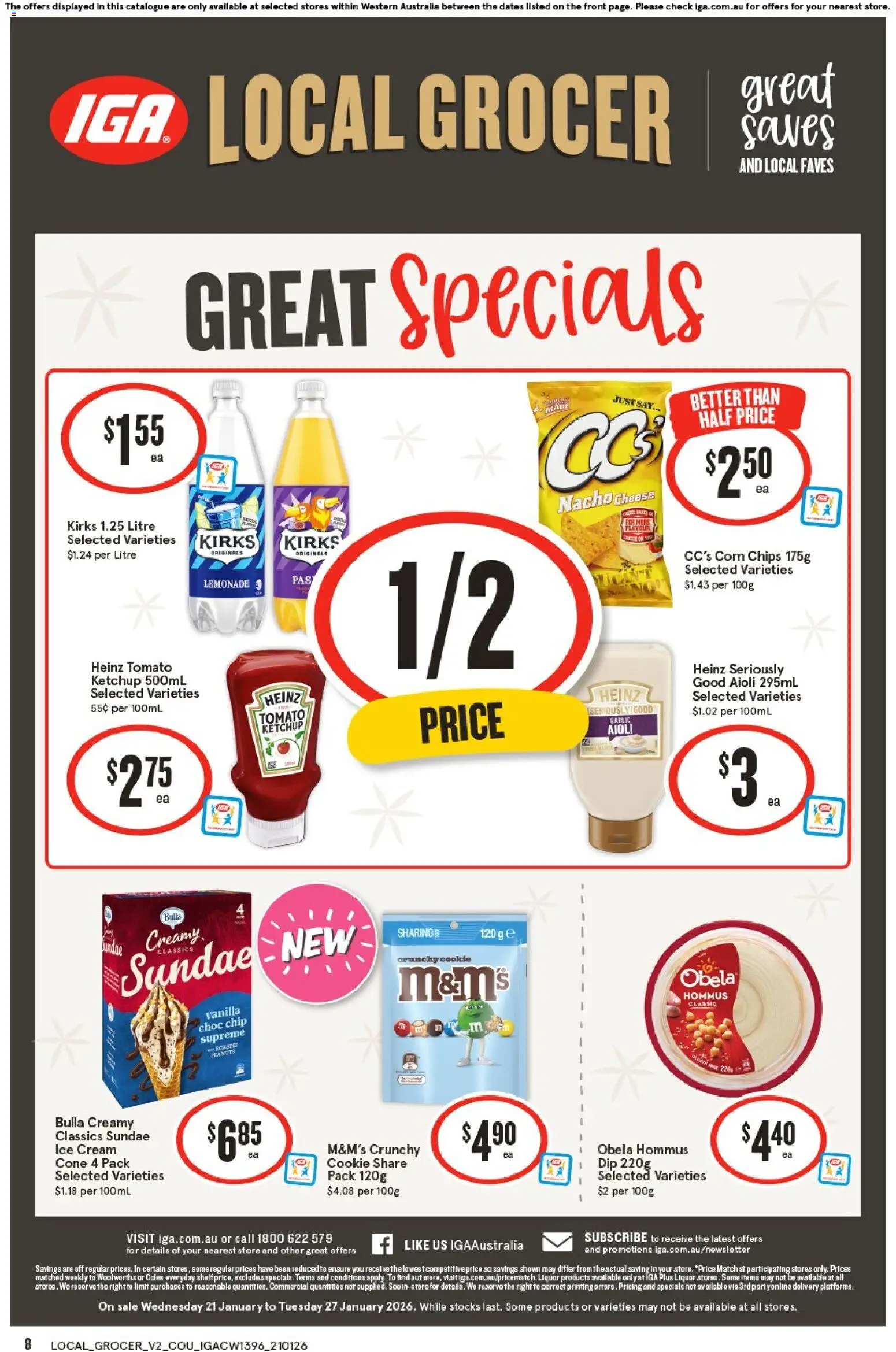 IGA catalogue - valid from 21.01.2026 | Page: 8 | Products: Cheese, Ketchup, Cream, Ice cream