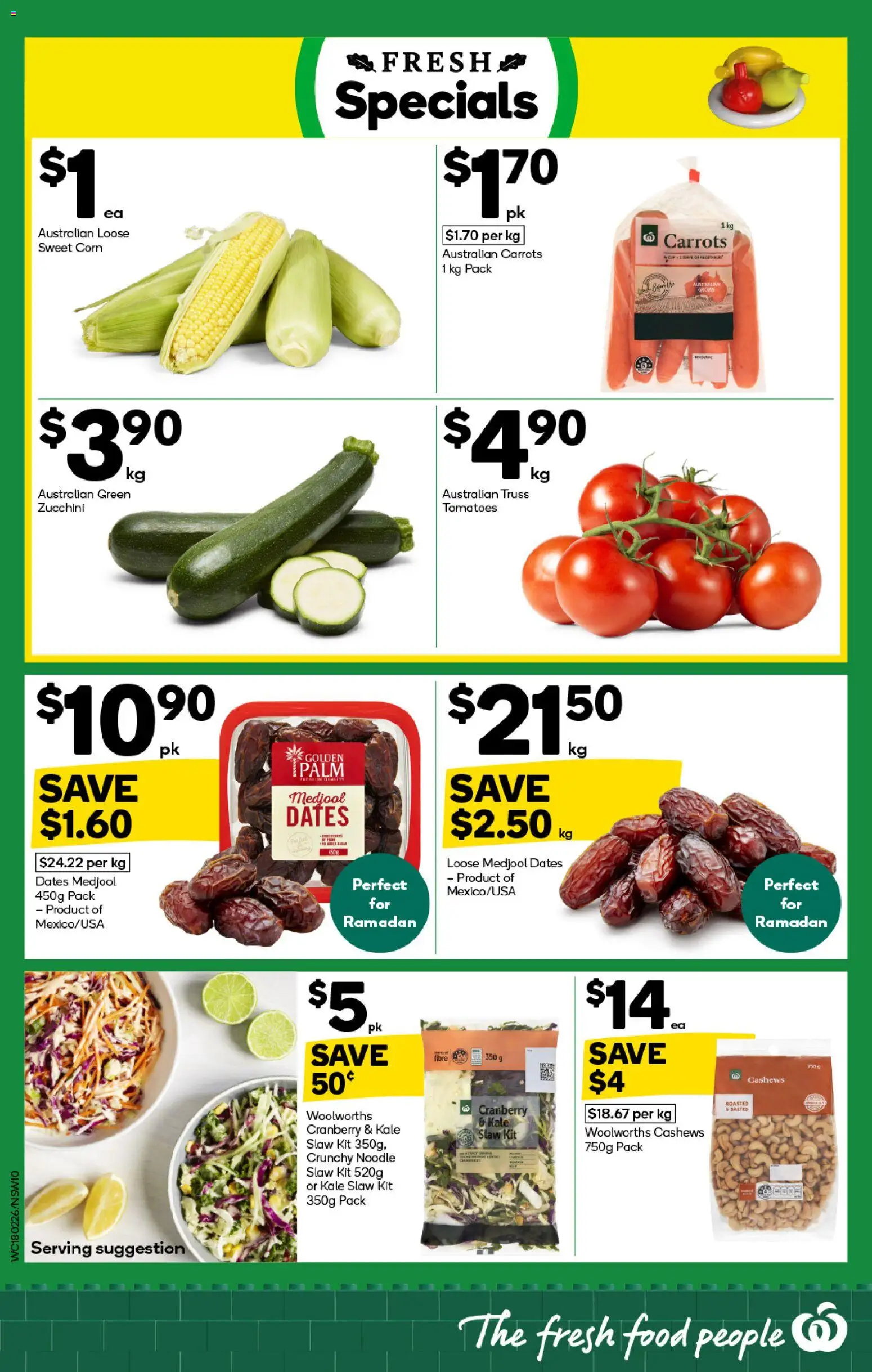 Woolworths catalogue - valid from 18.02.2026 | Page: 10 | Products: Kale, Tomatoes, Carrots, Zucchini