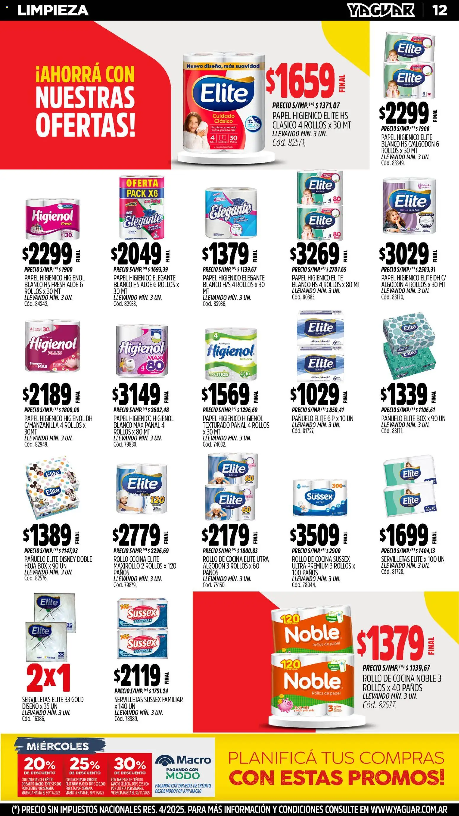 Yaguar - Salta │ válido desde el 17.11.2025 | Página: 13 | Productos: Pañuelo, Cocina, Banco, Servilletas