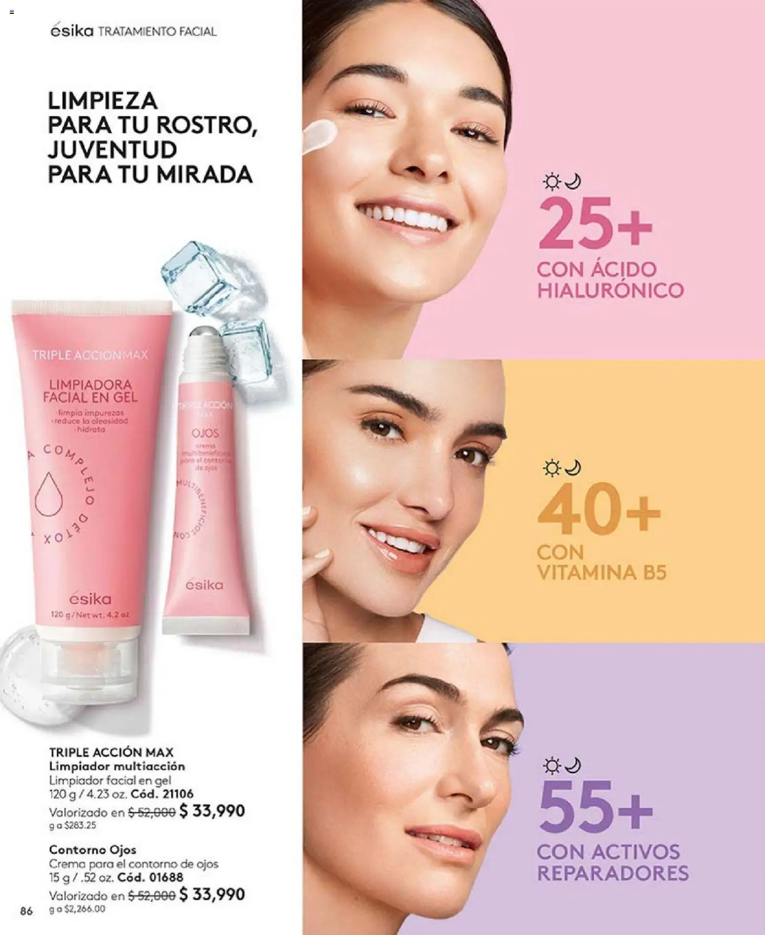 Ésika revista - valida desde el 01.01.2026 | Página: 86 | Productos: Crema, Limpiador, Limpiador facial, Contorno de ojos