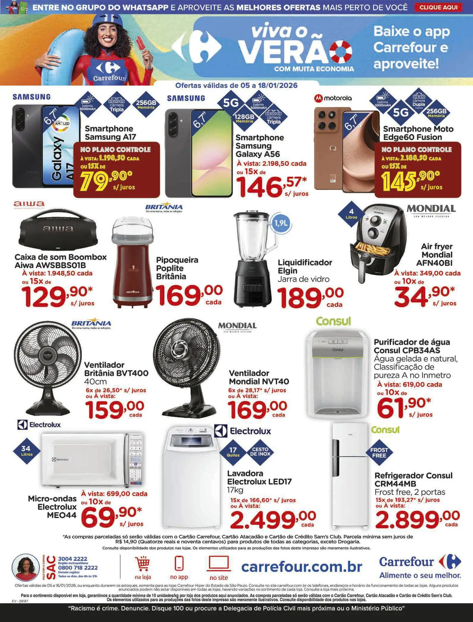 Carrefour Folheto - válido de 05.01.2026 | Página: 10 | Produtos: Refrigerador, Air fryer, Jarra, Câmera