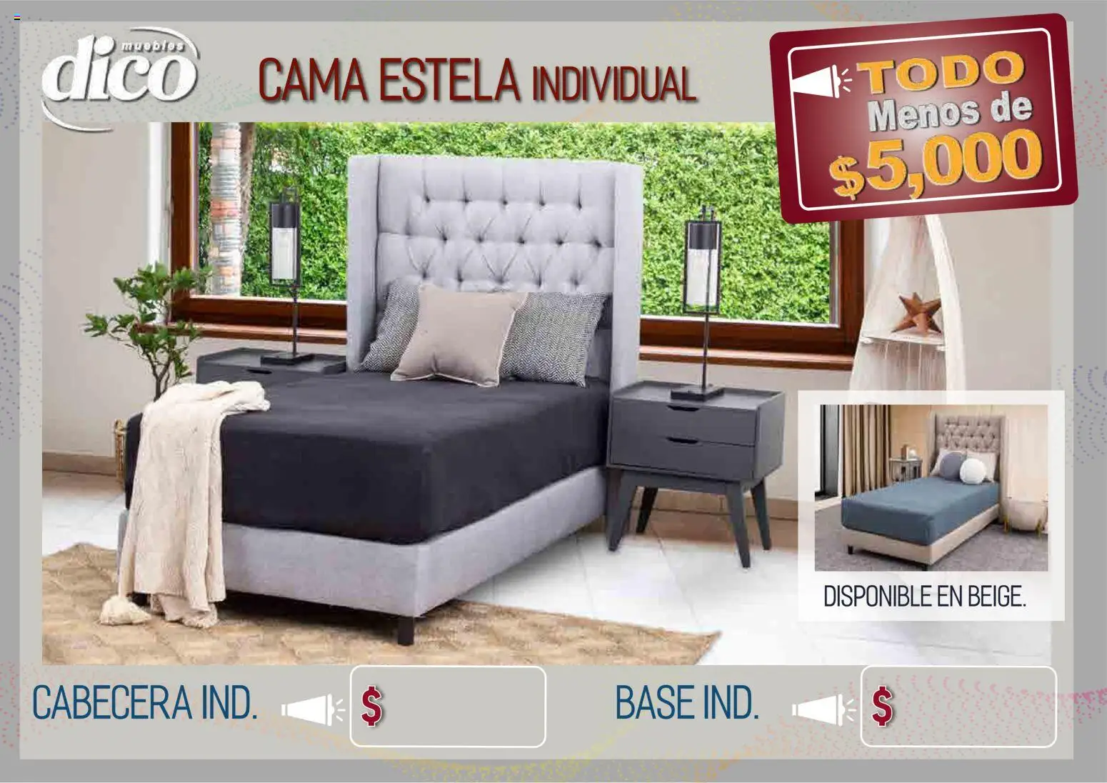 Nuevas ofertas de Muebles Dico válidas en toda la República Mexicana desde el 09.04.2026. ¡Encuentra las mejores ofertas en Muebles Dico catálogo Todo menos de 5000 Pacifico! | Página: 15 | Productos: Cabecera, Cama