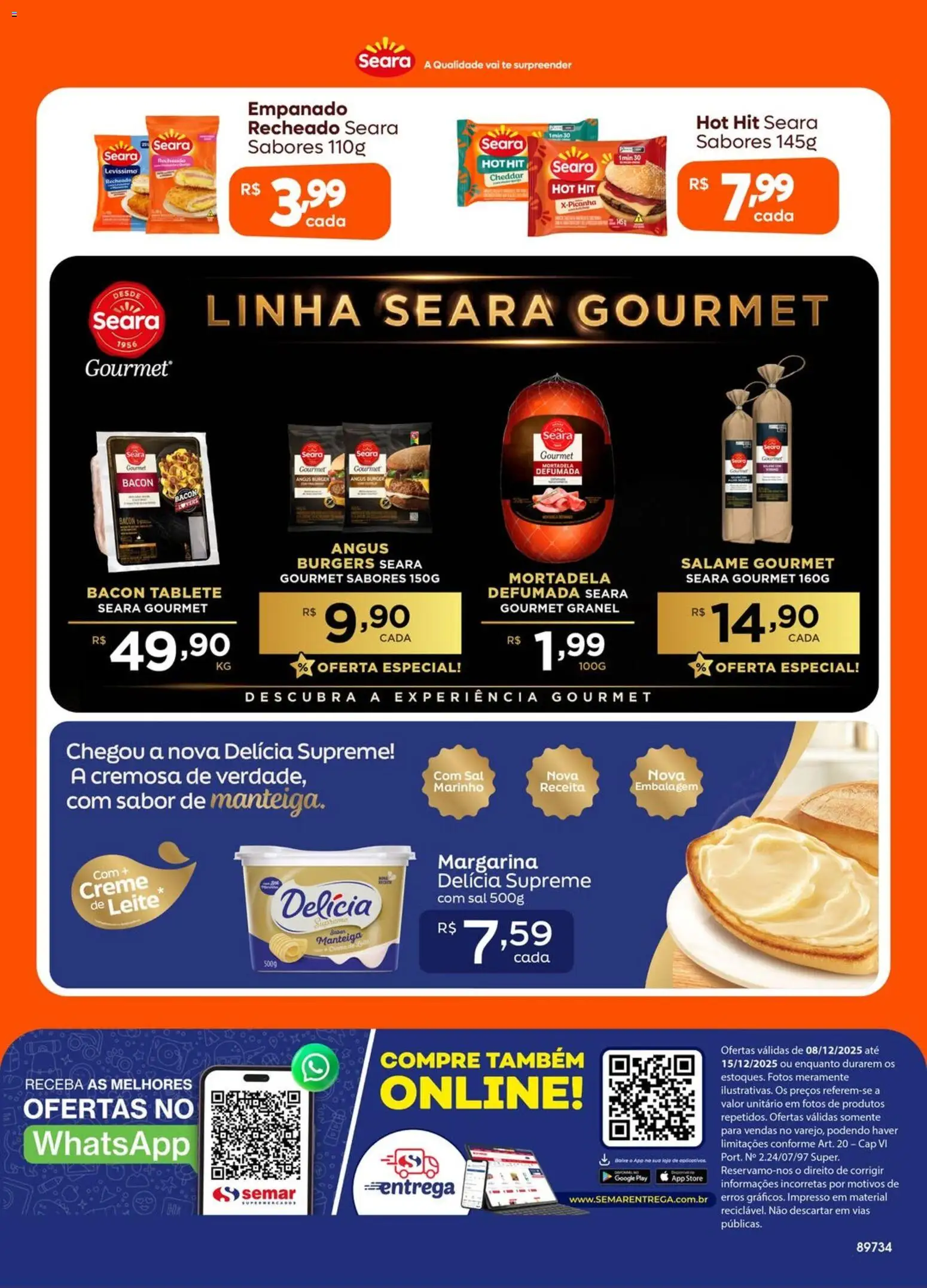 Semar Supermercado Folheto - válido de 08.12.2025 | Página: 2 | Produtos: Manteiga, Mortadela, Sal, Margarina