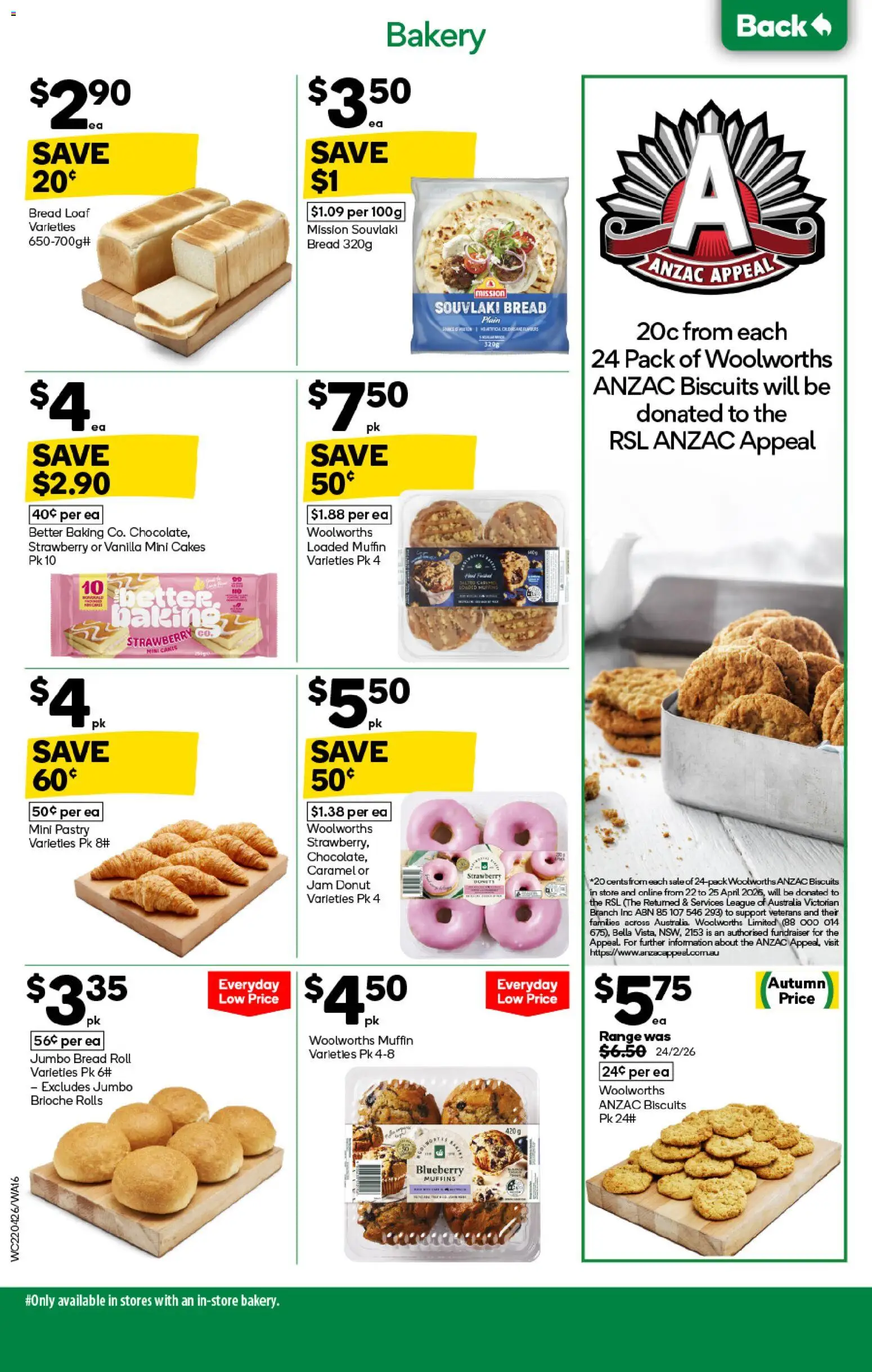 Woolworths catalogue - valid from 22.04.2026 | Page: 16 | Products: Bread, Pastry, Biscuits, Bakery