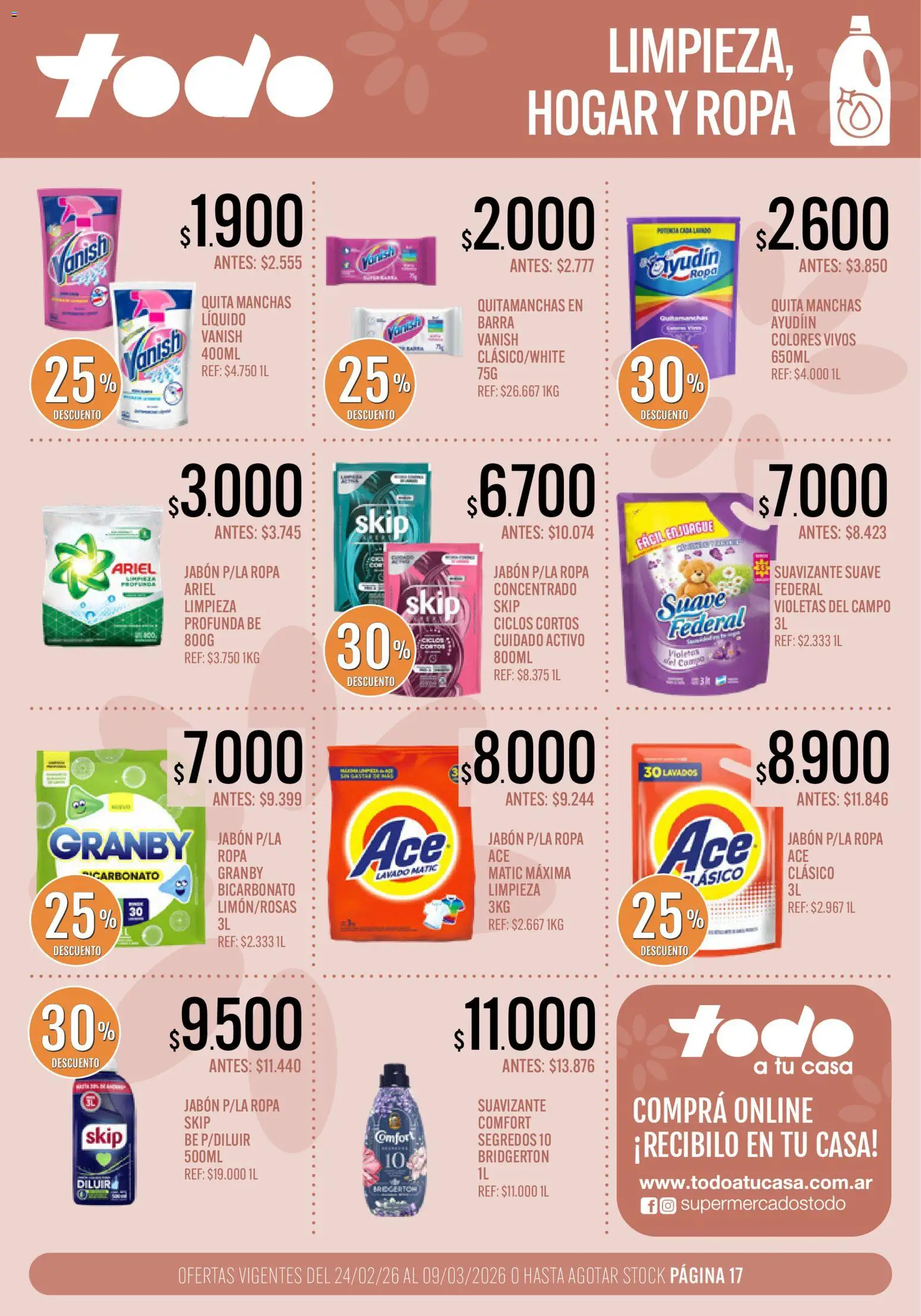 Supermercados TODO - Ofertas │ válido desde el 24.02.2026 | Página: 17 | Productos: Jabón, Quitamanchas, Ropa, Suavizante