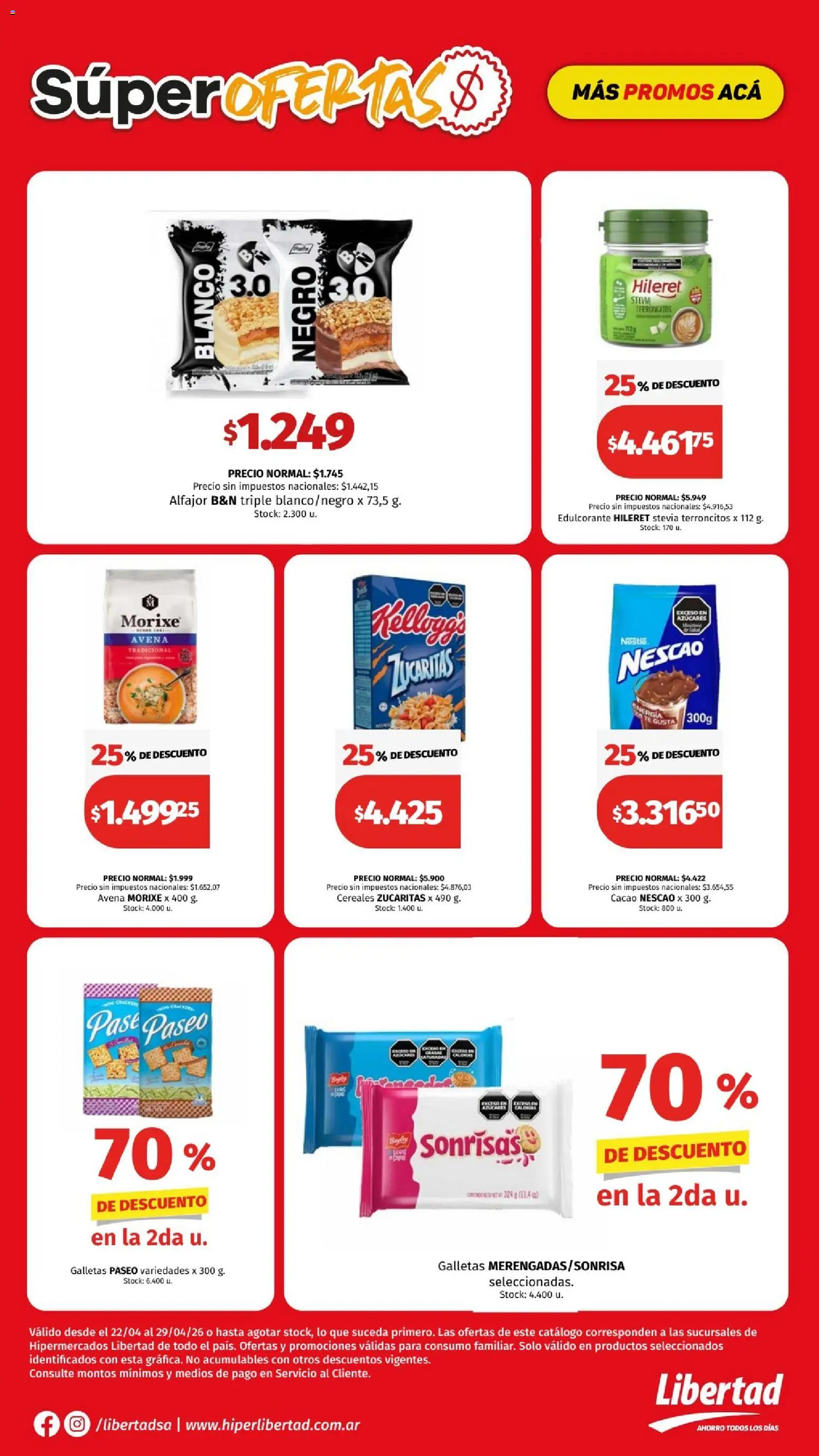 Hipermercado Libertad - Superoferta  │ válido desde el 22.04.2026 | Página: 3 | Productos: Edulcorante, Cacao, Cereales, Galletas