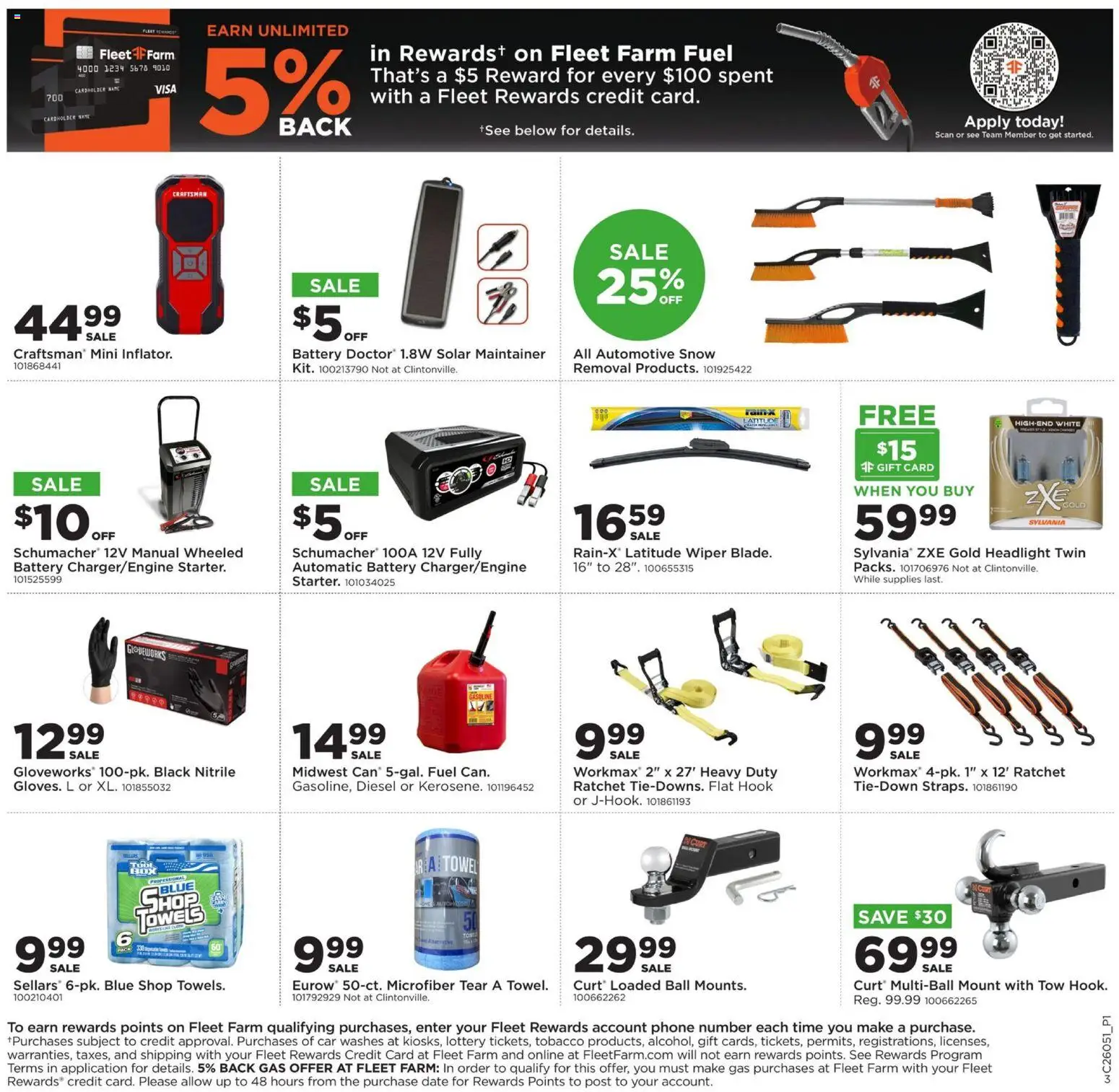 Mills Fleet Farm Weekly Ad - valid from 26.01.2026 | Page: 4 | Products: Hook, Battery, Wiper, Date