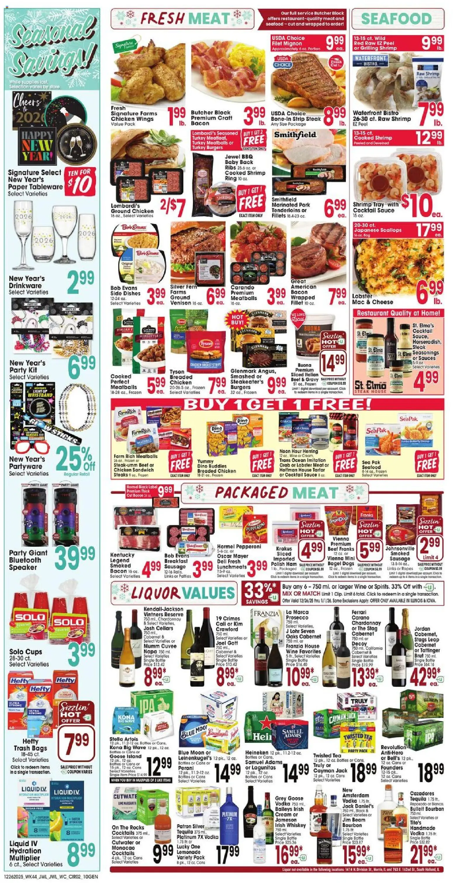Jewel Osco Weekly Ad - IL - valid from 26.12.2025 | Page: 2 | Products: Ring, Ham, Wine, Beef