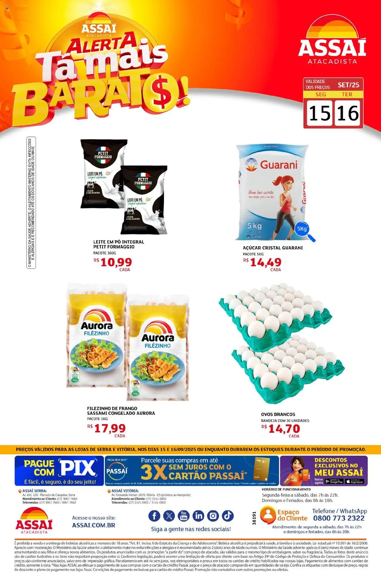 Assaí Atacadista Folheto - válido de 15.09.2025 | Página: 1 | Produtos: Pó, Leite, Bebida, Açúcar
