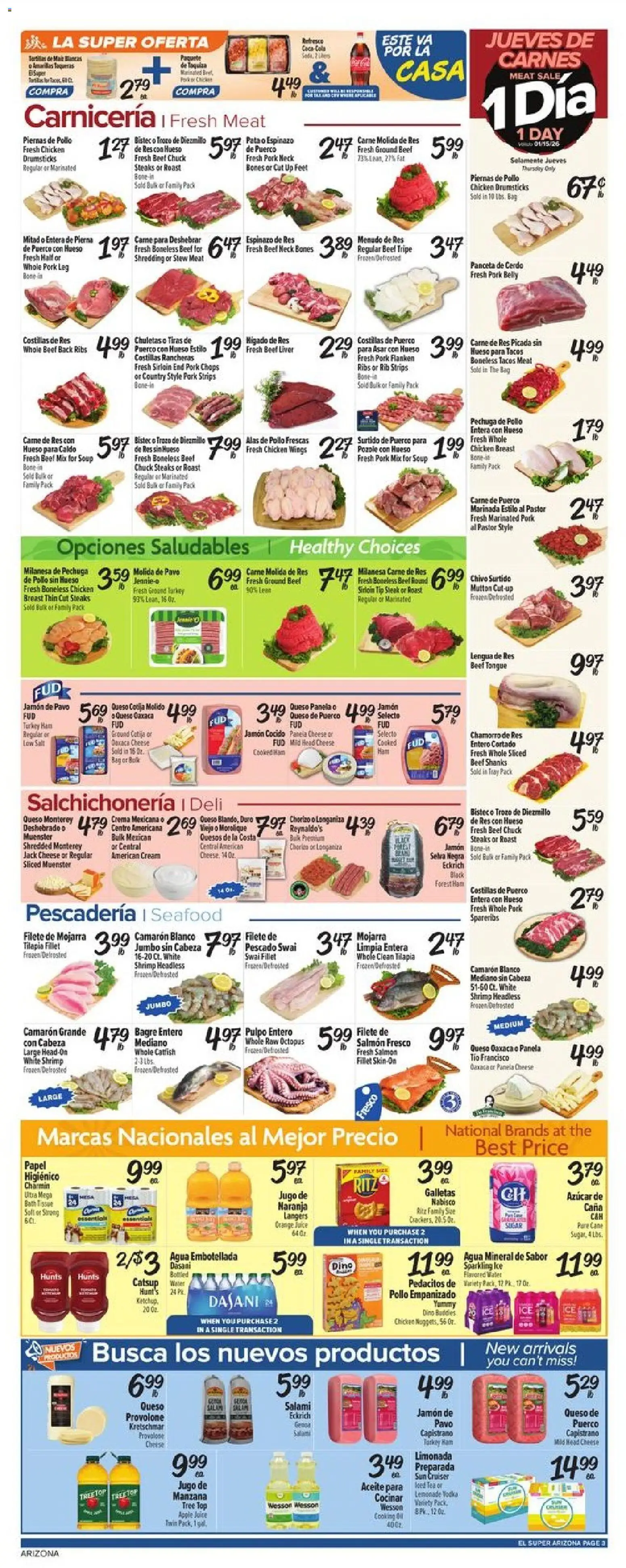 El Super Weekly Ad - AK - valid from 14.01.2026 | Page: 3 | Products: Juice, Tea, Cream, Salt