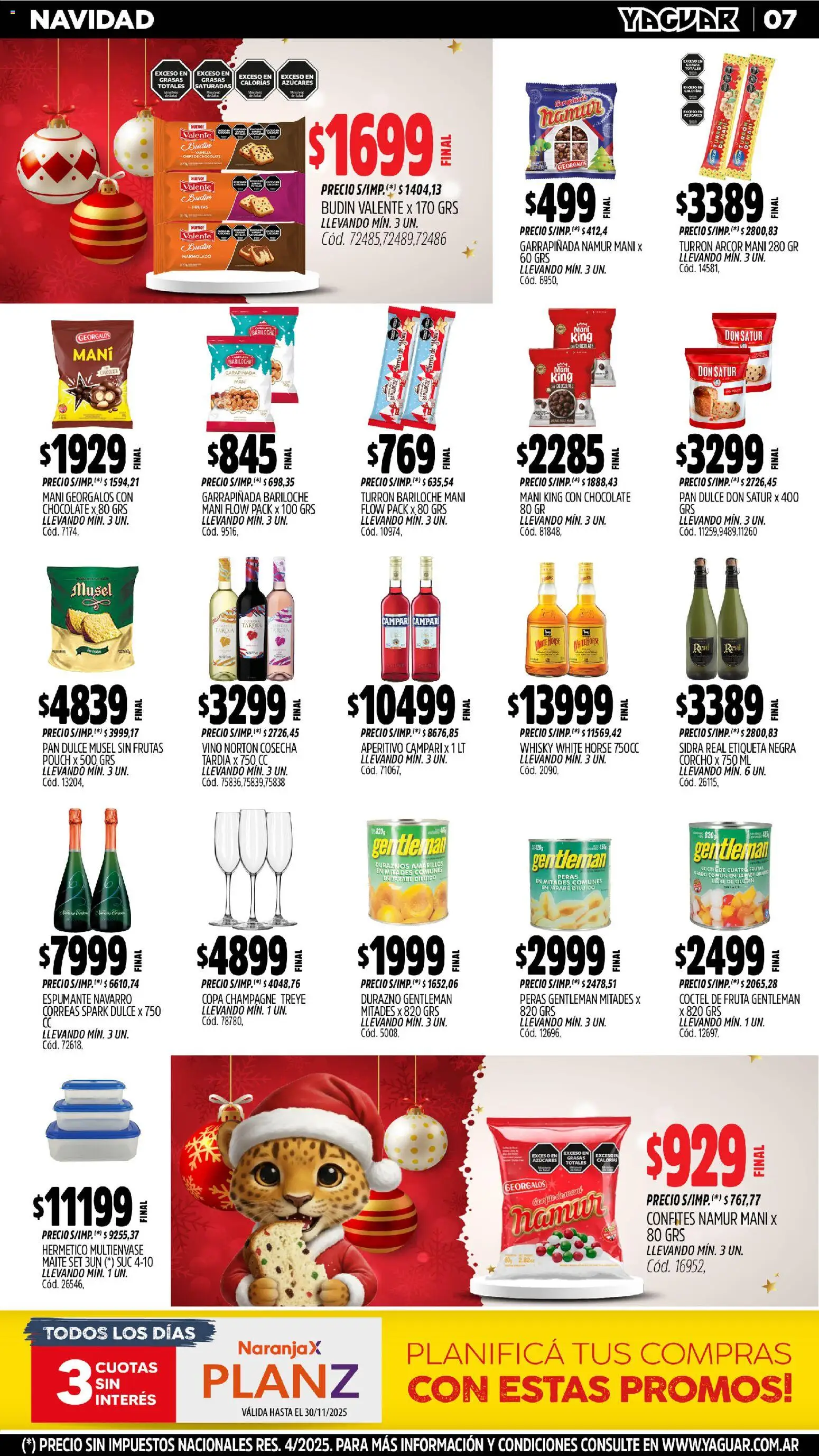 Yaguar - Mendoza │ válido desde el 17.11.2025 | Página: 7 | Productos: Mani, Champagne, Pan, Chocolate