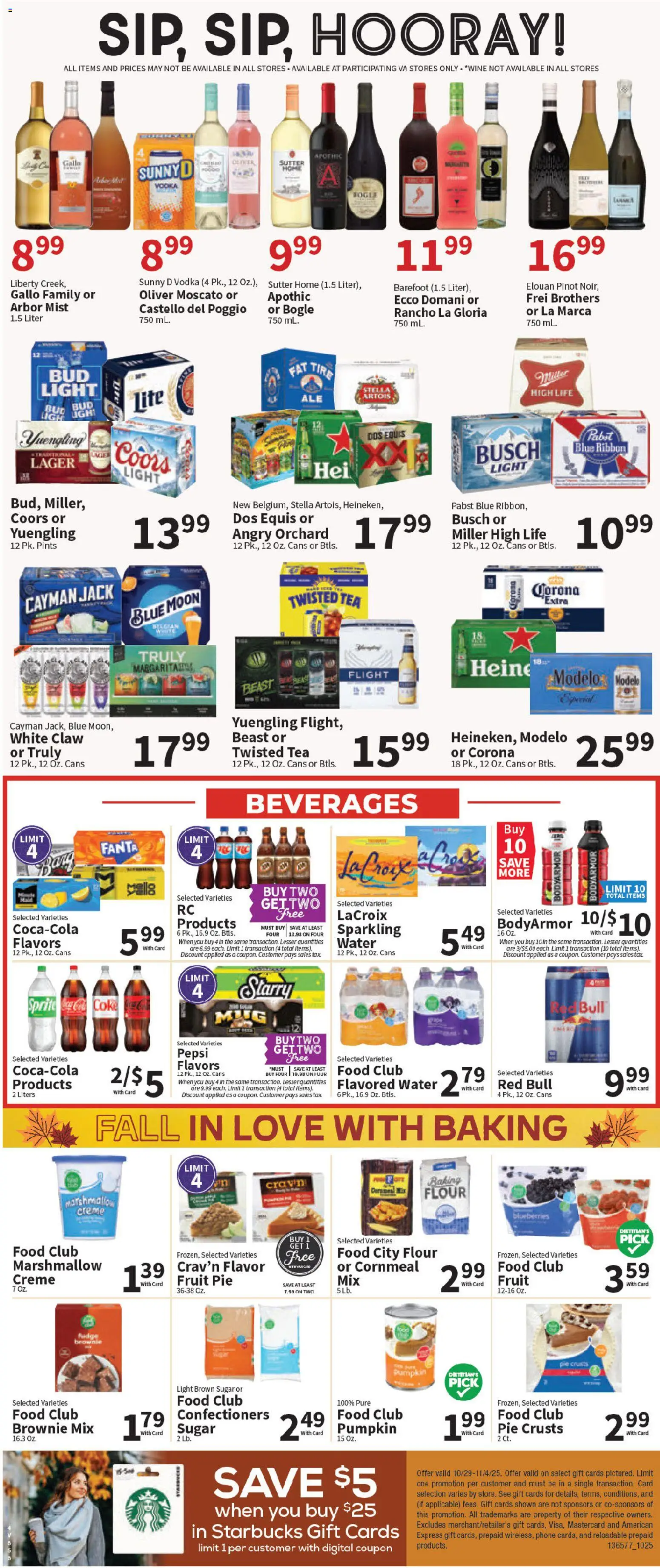 Food City Weekly Ad - valid from 29.10.2025 | Page: 6 | Products: Tire, Vodka, Pumpkin Pie, Blueberries