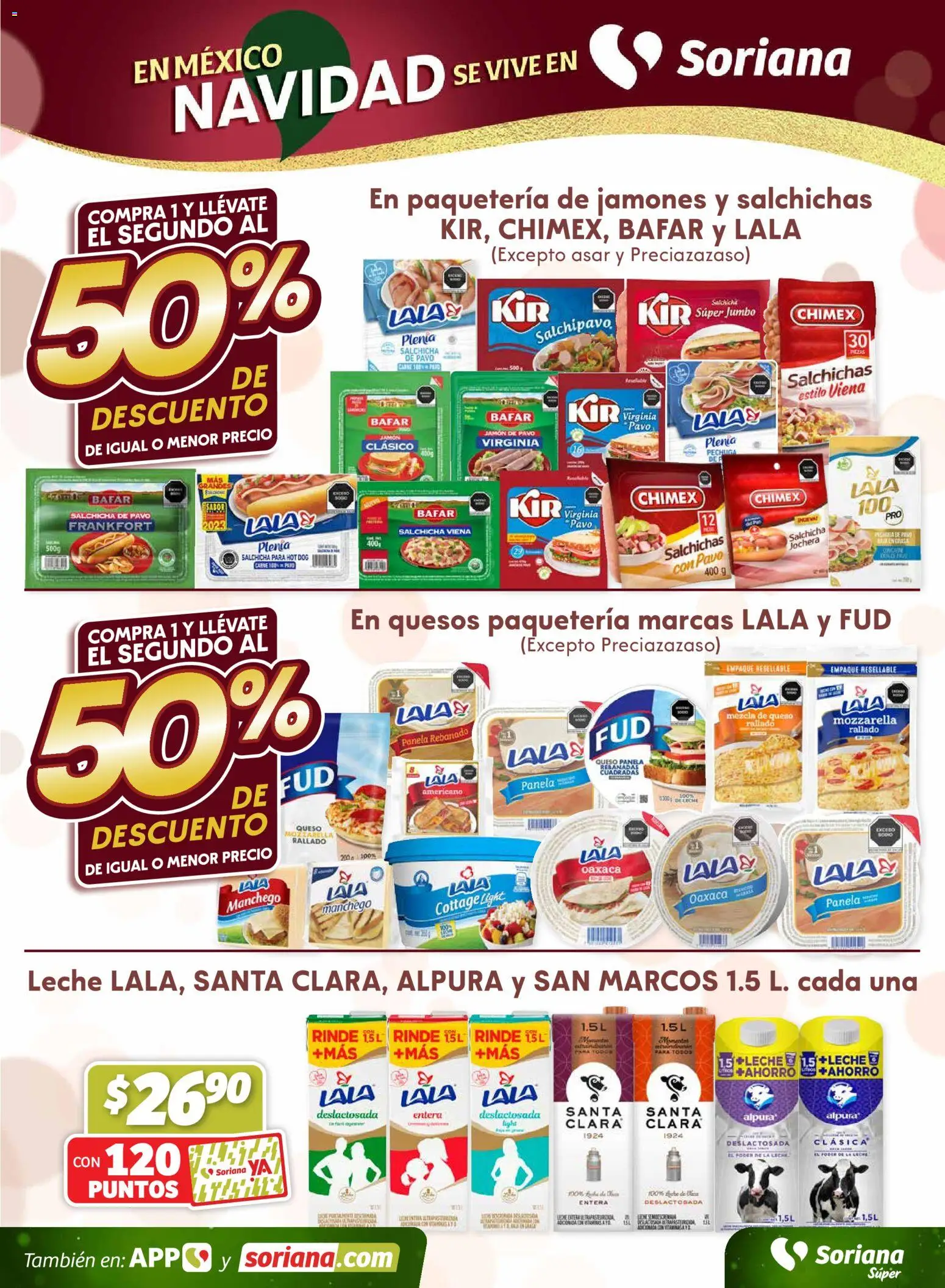 Nuevas ofertas de Soriana válidas en toda la República Mexicana desde el 28.11.2025. ¡Encuentra las mejores ofertas en Soriana - Fin de Semana Súper: Chih, Delicias, Dur y Coah (excepto Saltillo)! | Página: 3 | Productos: Salchicha, Leche, Queso, Jamón