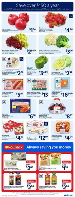 Preview of Walmart weekly flyer from shop Walmart valid from 30.10.2025 | Page: 5 | Products: Strawberries, Chicken breasts, Butter, Bread