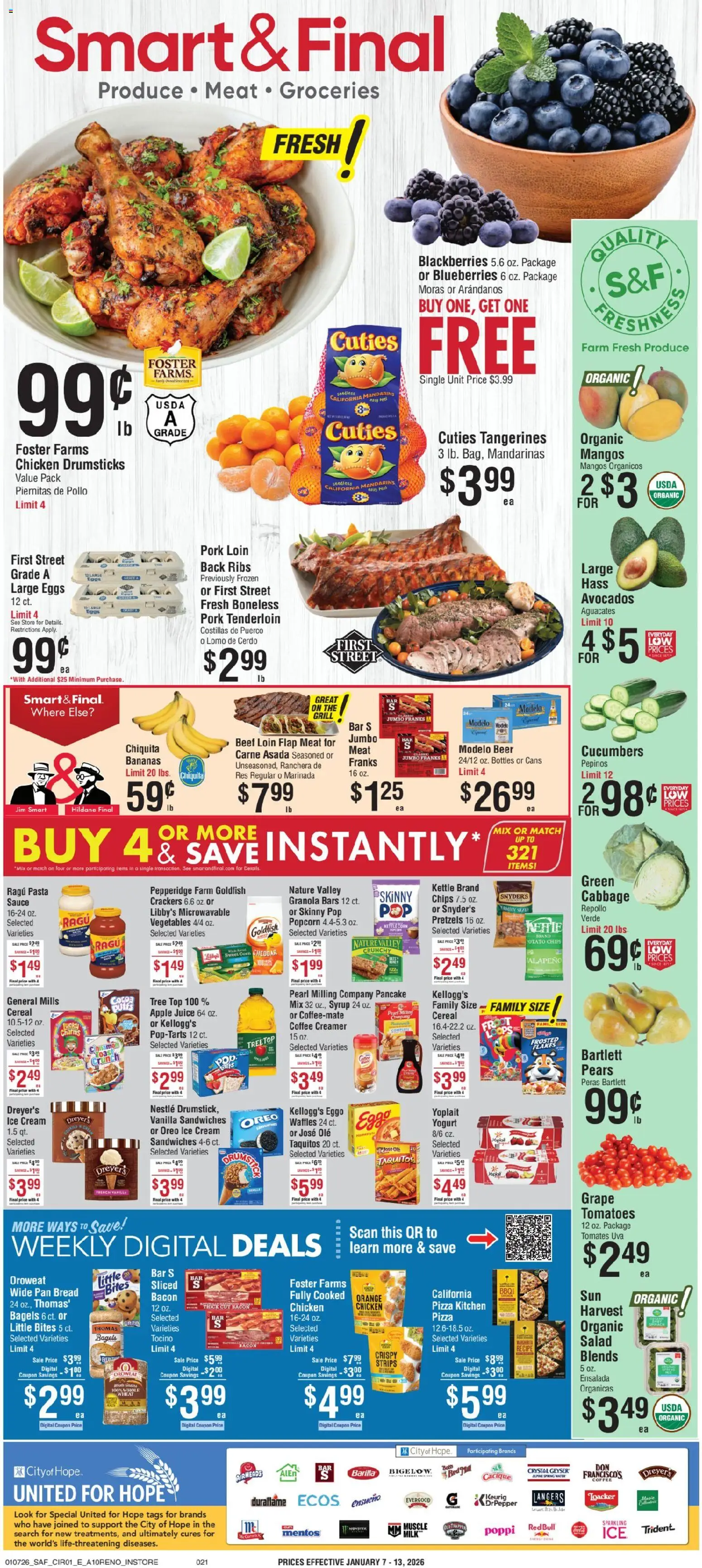 Smart & Final Weekly Ad - valid from 07.01.2026 | Page: 1 | Products: Eggs, Tomatoes, Pasta, Kettle