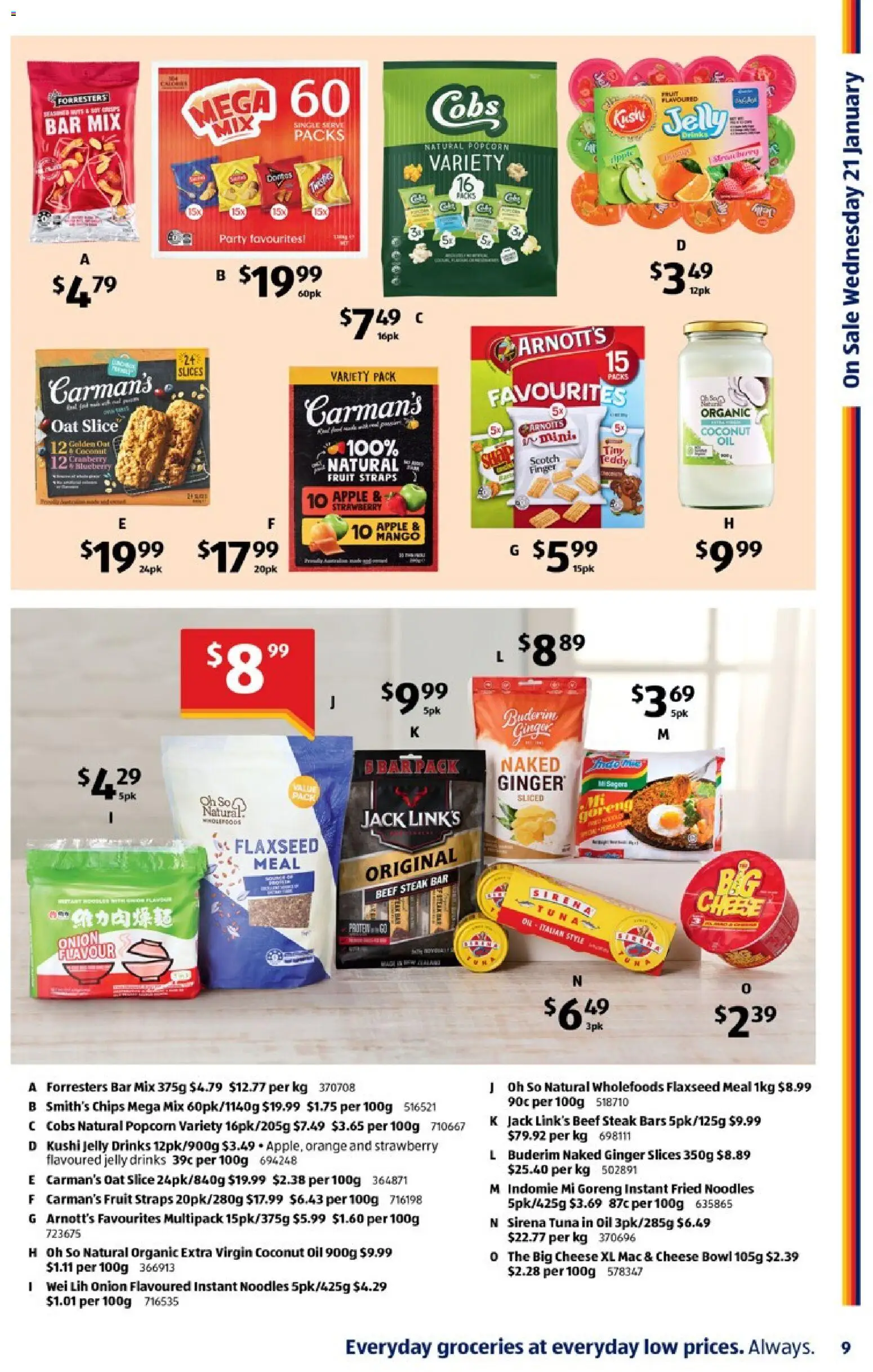 Aldi catalogue - valid from 21.01.2026 | Page: 9 | Products: Noodles, Popcorn, Mango, Tuna