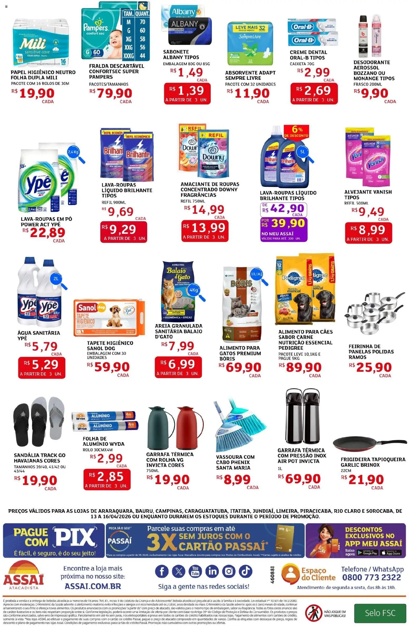 Assaí Atacadista Folheto - válido de 13.04.2026 | Página: 4 | Produtos: Perfume, Alvejante, Garrafa térmica, Base