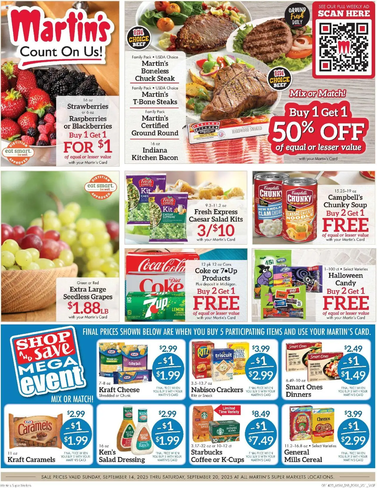 Martin’s Weekly Ad - valid from 14.09.2025 | Page: 1 | Products: Chair, Beef, Lemon, Grapes