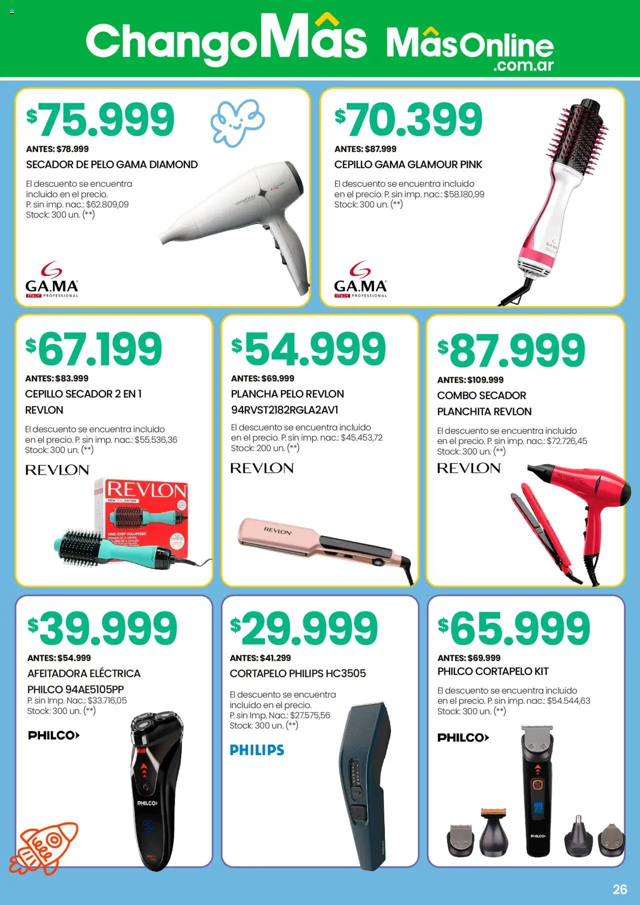 Changomas Día de la Niñez │ válido desde el 01.08.2025 | Página: 27 | Productos: Secador de pelo, Cepillo, Afeitadora, Plancha