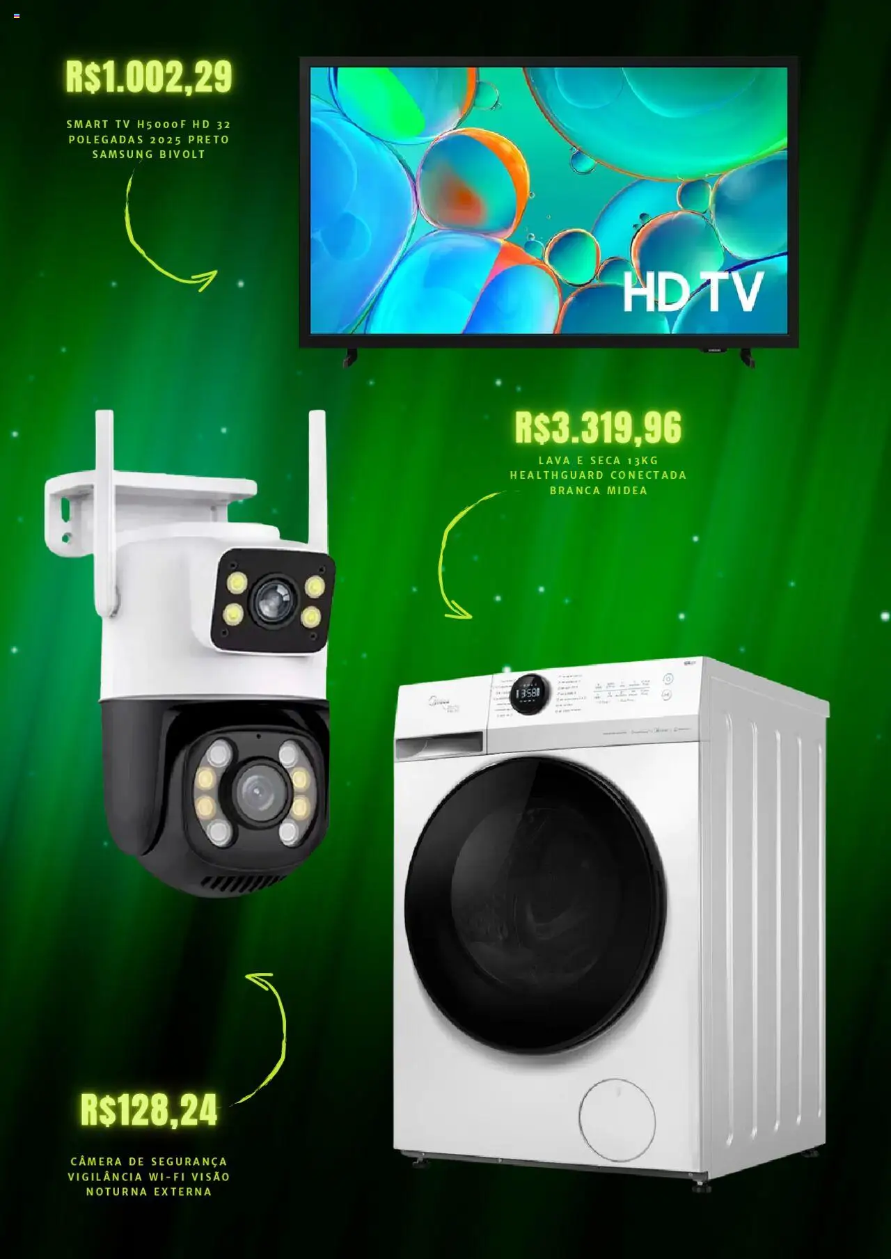 Mercado Livre Folheto - válido de 17.09.2025 | Página: 3 | Produtos: smart TV, Câmera de segurança, Lava e seca, Tv