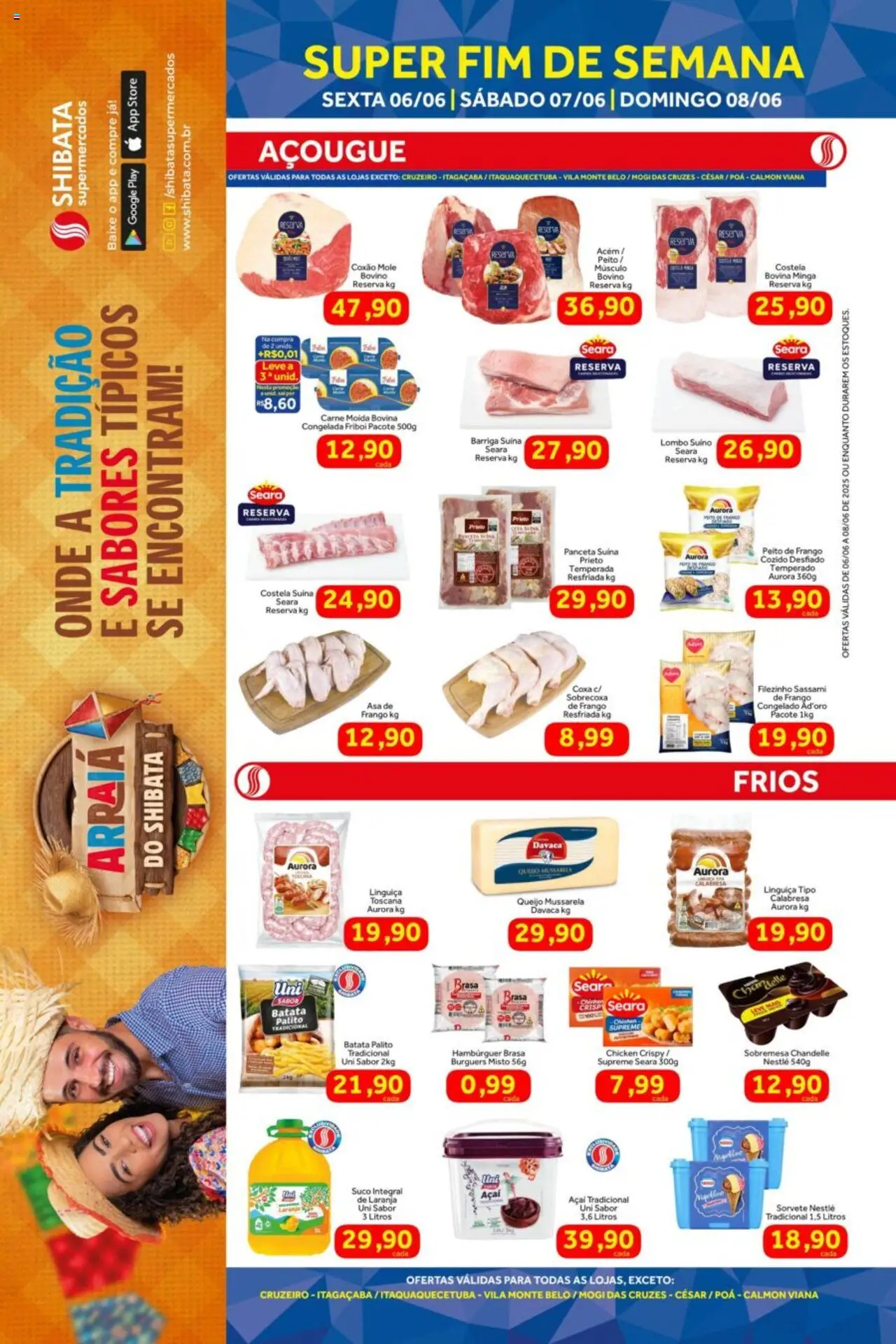 Shibata Folheto - válido de 06.06.2025 | Página: 1 | Produtos: Lombo, Hambúrguer, Mussarela, Açaí