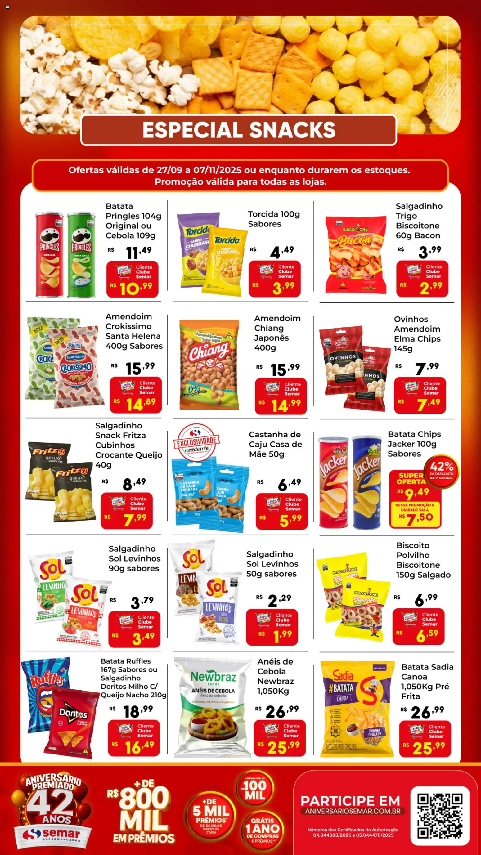 Semar Supermercado Folheto - válido de 27.09.2025 | Página: 1 | Produtos: Cebola, Polvilho, Elma Chips, Queijo