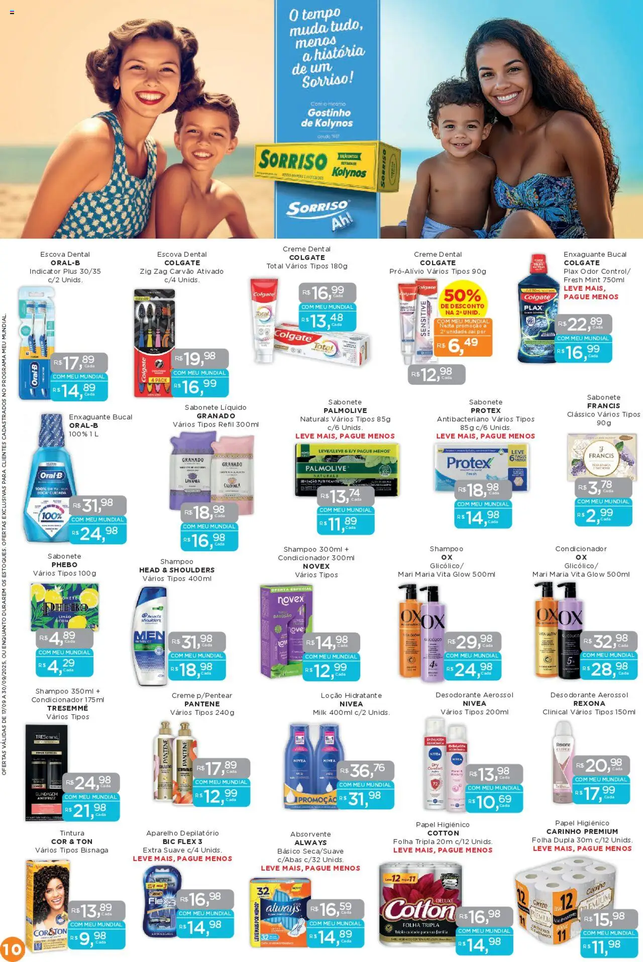 Mundial Folheto - válido de 17.09.2025 | Página: 10 | Produtos: Enxaguante bucal, Creme dental, Absorvente, Sabonete líquido