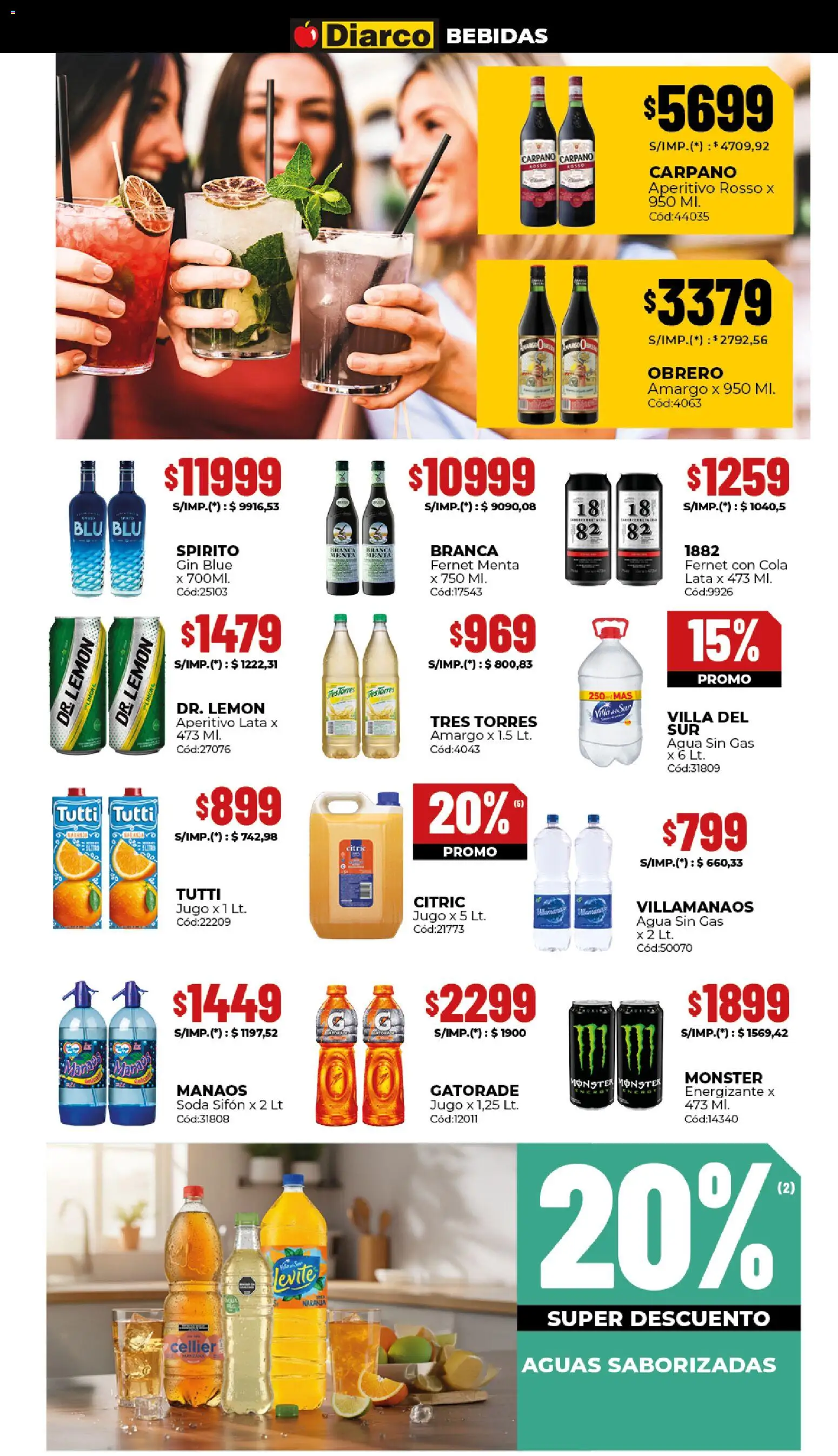 Diarco ofertas │ válido desde el 10.11.2025 | Página: 10 | Productos: Gin, Fernet, Soda, Agua