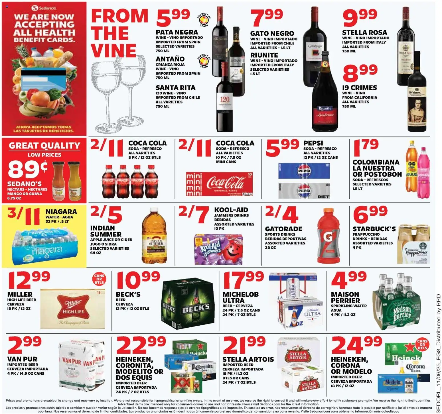 Sedano's Weekly Ad - valid from 05.11.2025 | Page: 8 | Products: Cider, Wine, Water, Mango