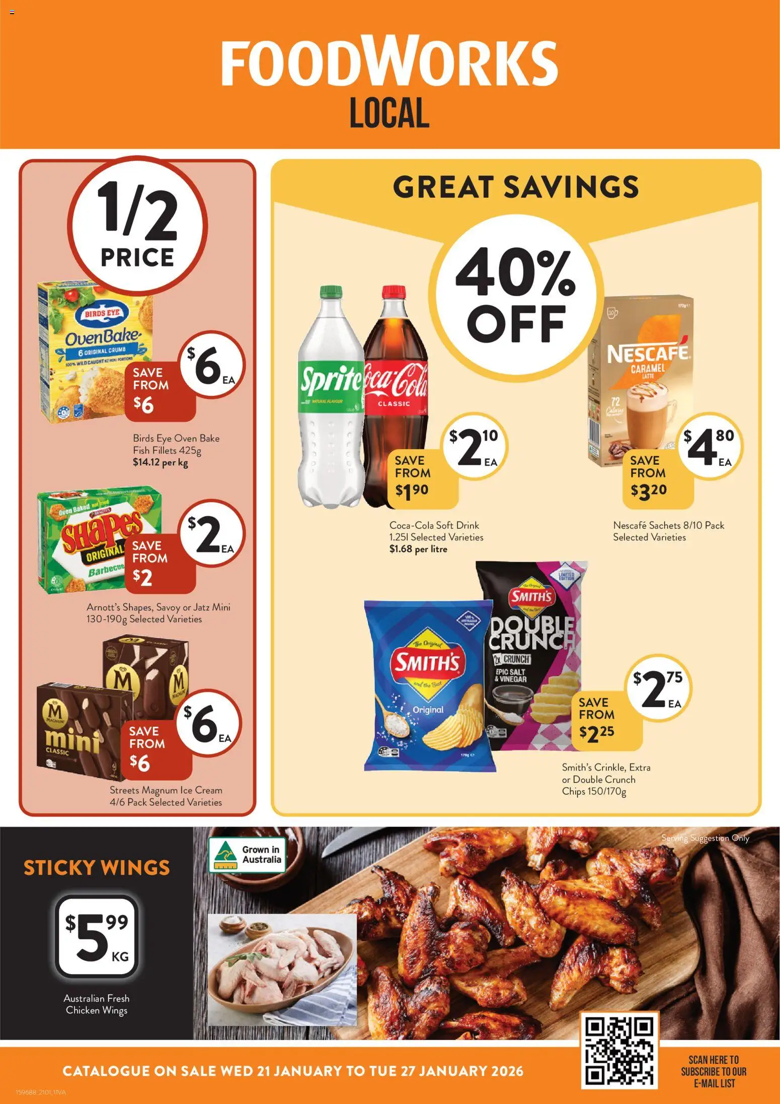 Foodworks catalogue - valid from 14.01.2026 | Page: 1 | Products: Fish, Chips, Salt, Oven